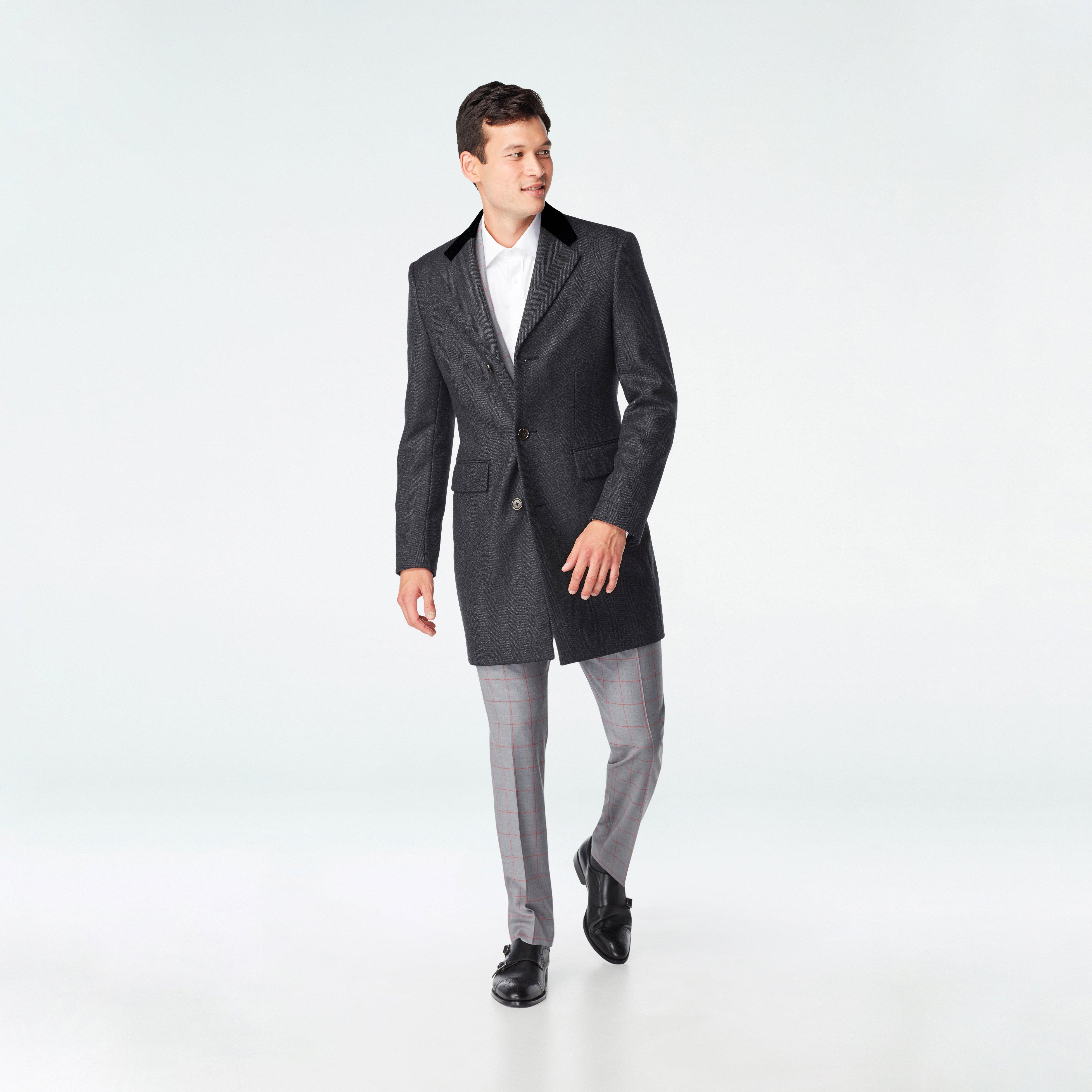 Men's Custom Overcoats - Huntley Quilted Chesterfield Herringbone