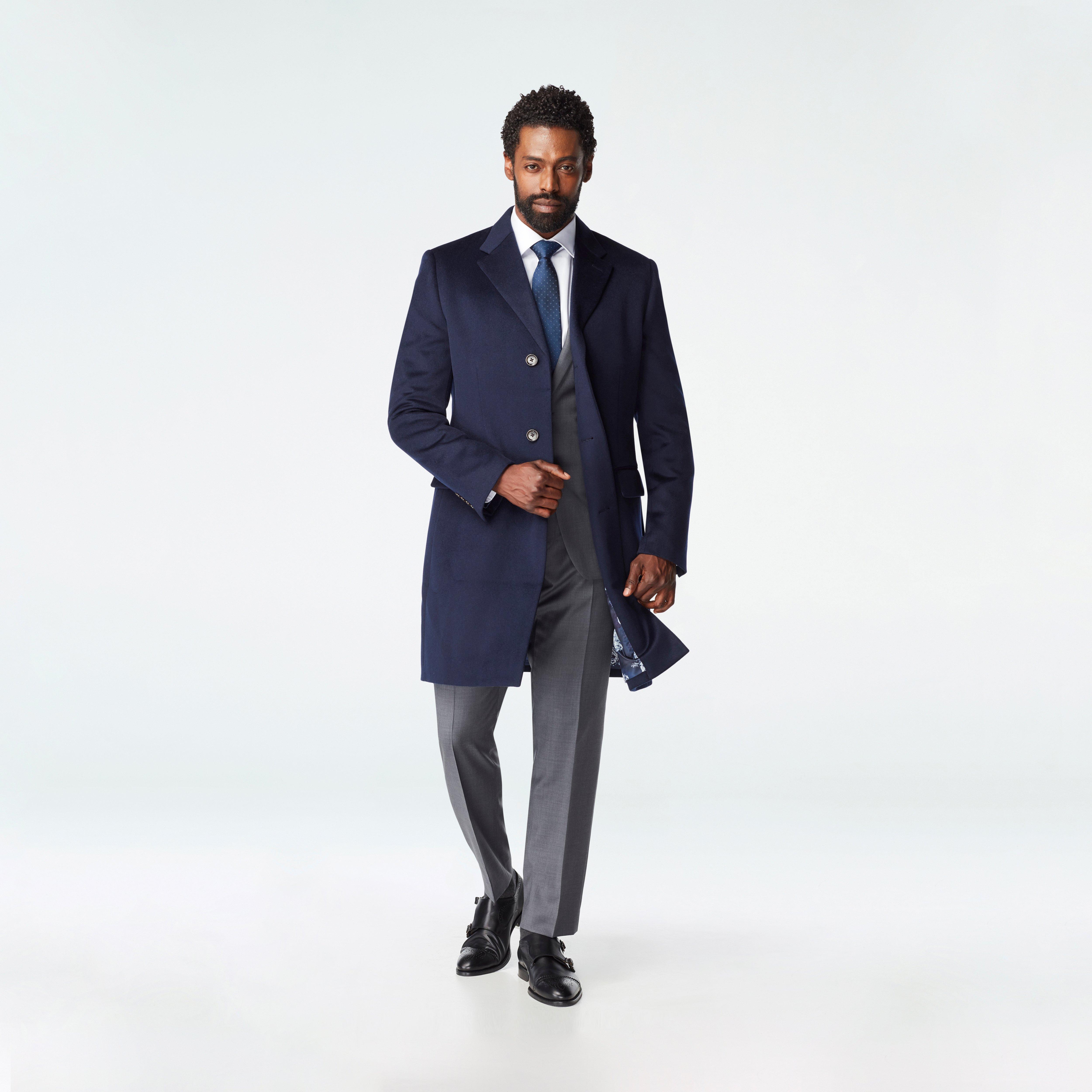 Men's Custom Overcoats - Heartford Quilted Navy Overcoat
