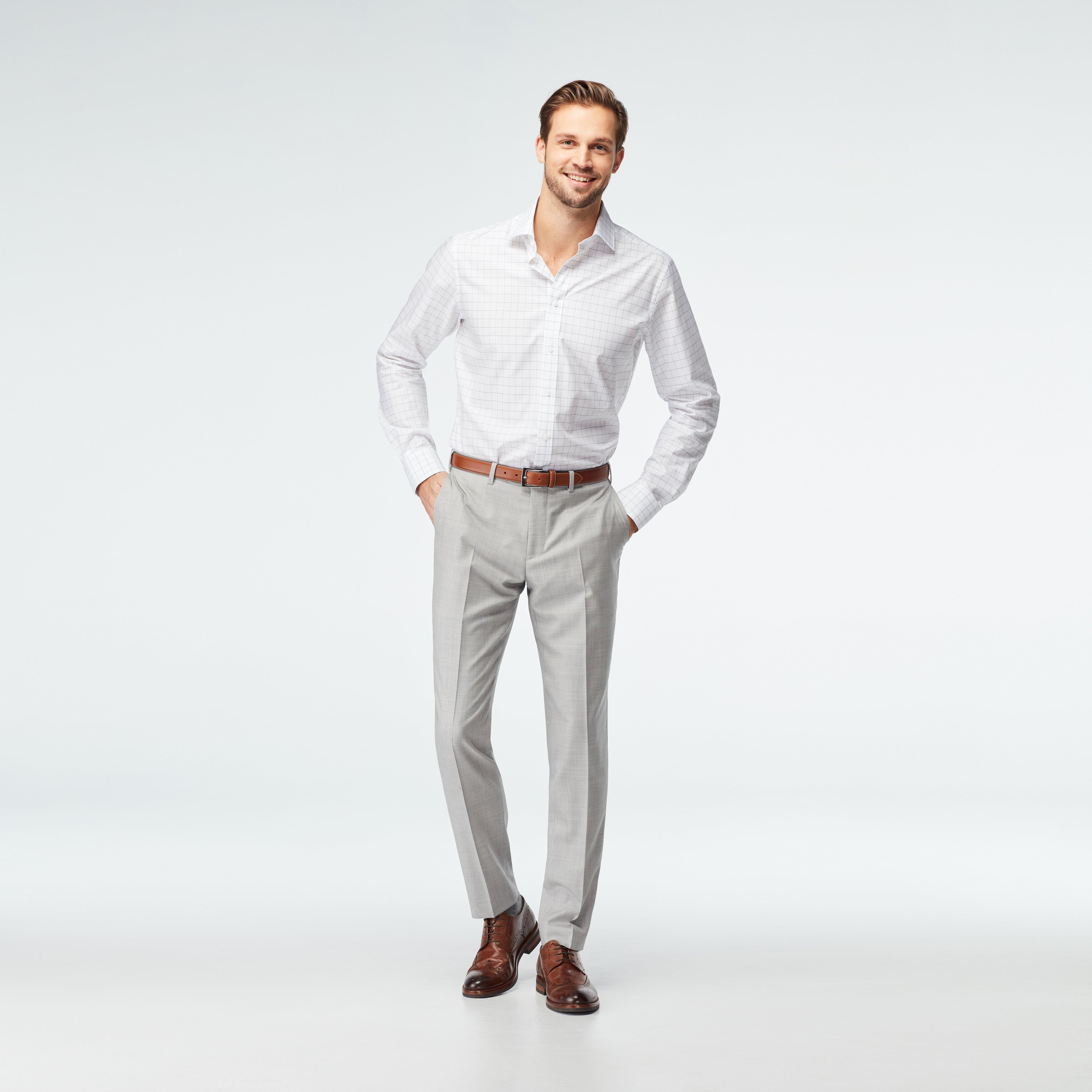 light grey dress pants brown shoes Indochino Men's Custom Harrogate Gray Colour:OFF WHITE 35% Viscose) — Dry Holly Sequin Mini Dress Spring125