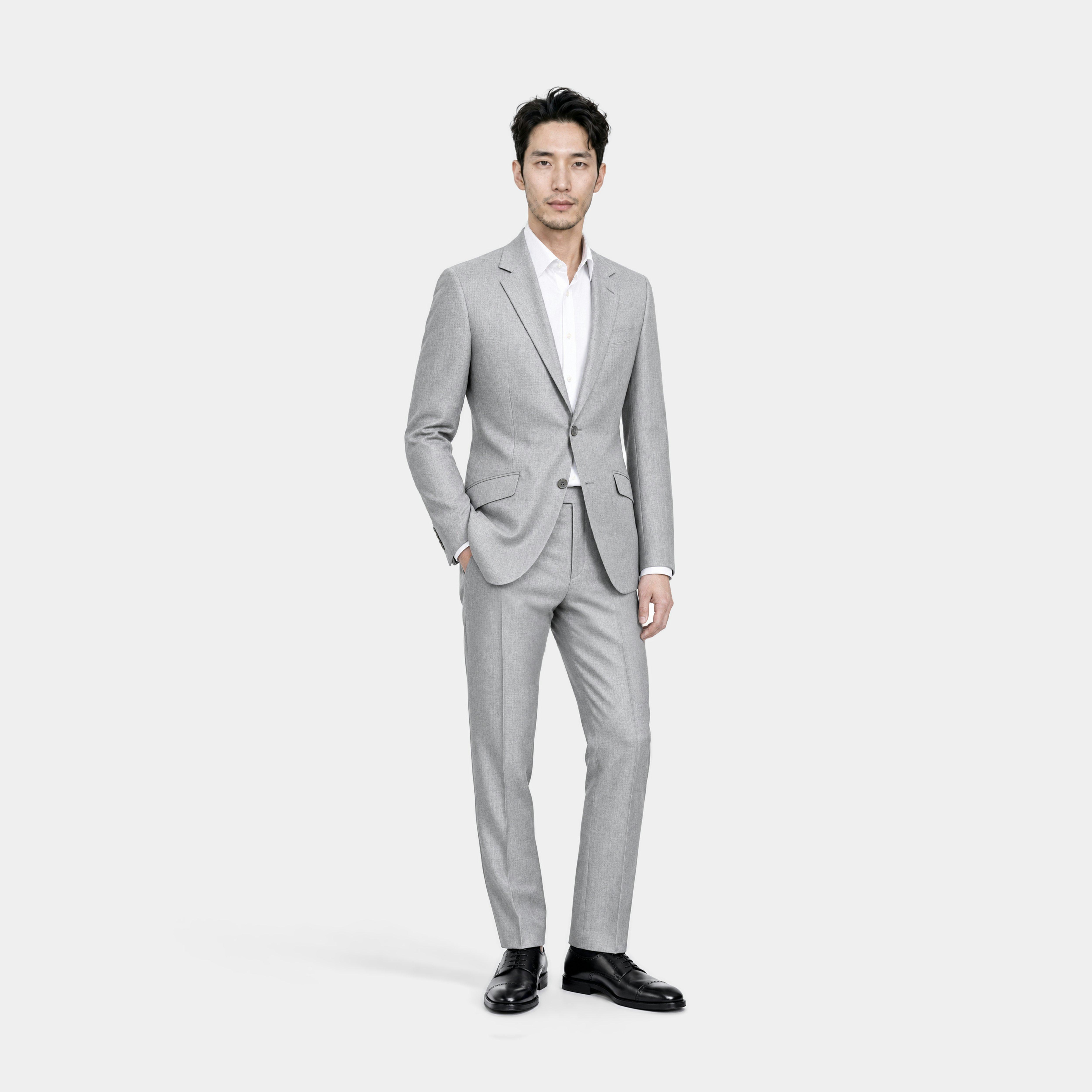 dress shirt grey suit Indochino Men's Custom Harrogate Light Gray dark grey suit combinations