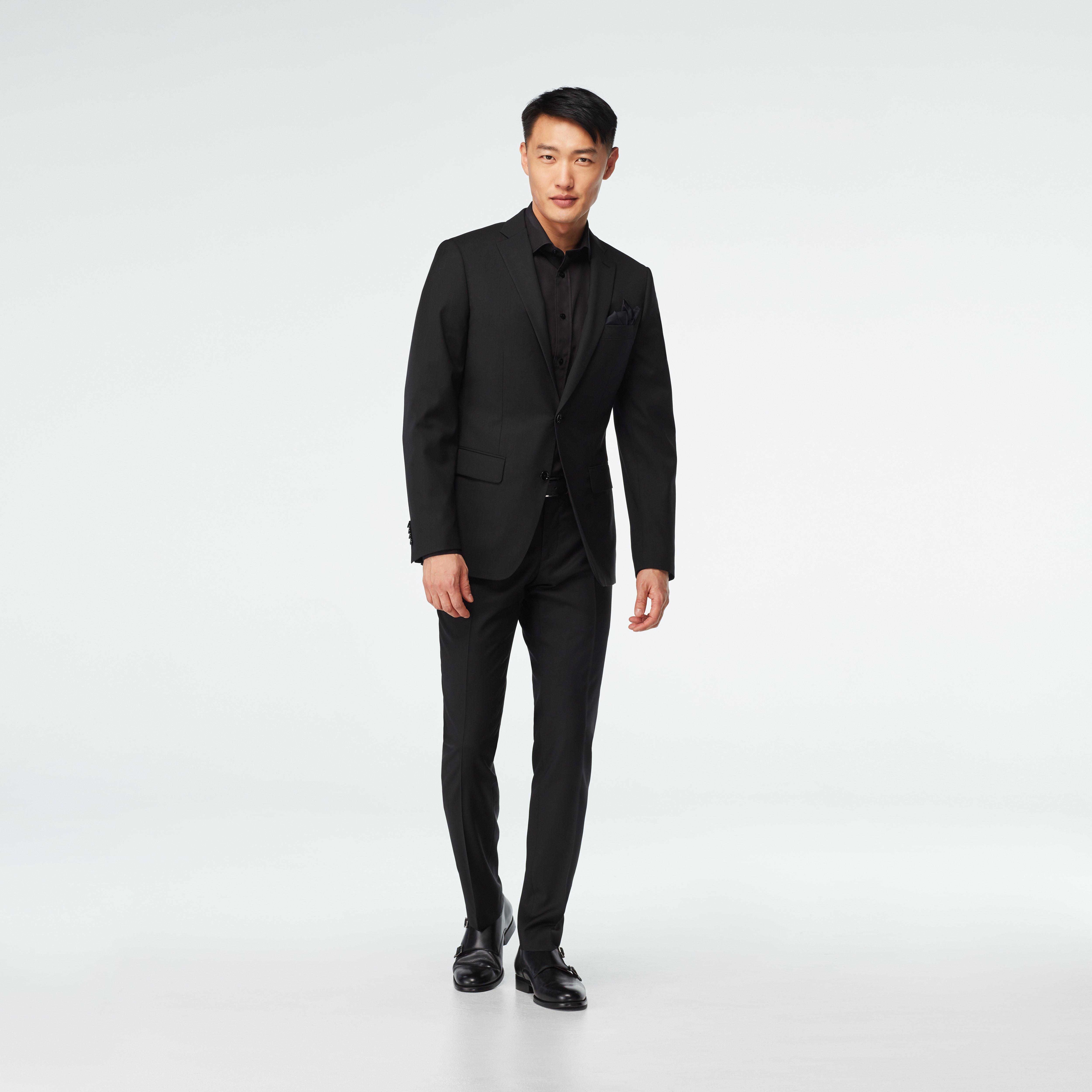 black dress shirt with black suit Indochino Men's Custom Milano EU46/US36 Big and Tall Birthday Dress To Impress Flavor:Dark Choc Cake w/ Hazelnut Mousse