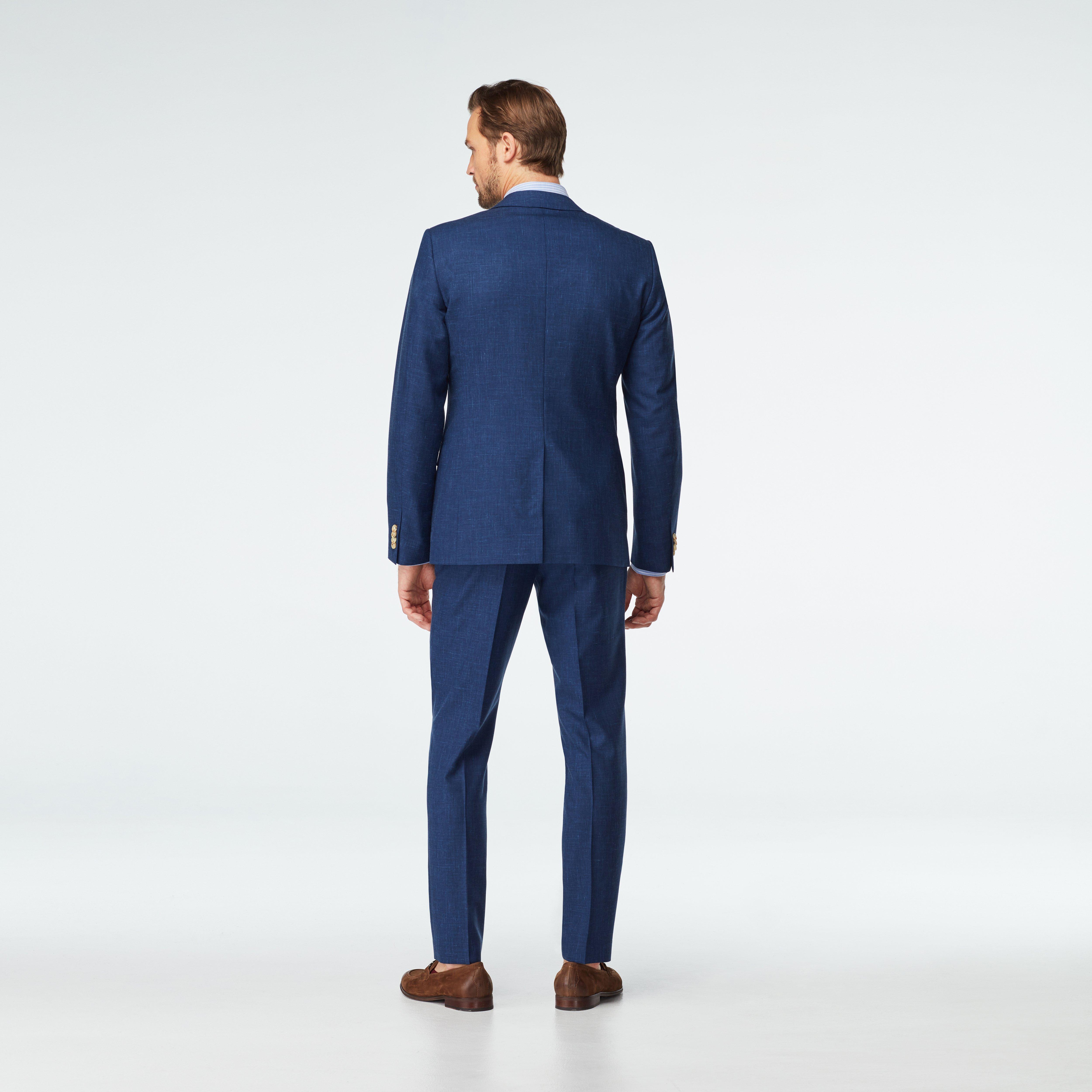 Custom Suits Made For You - Stockport Wool Linen Blue Suit | INDOCHINO
