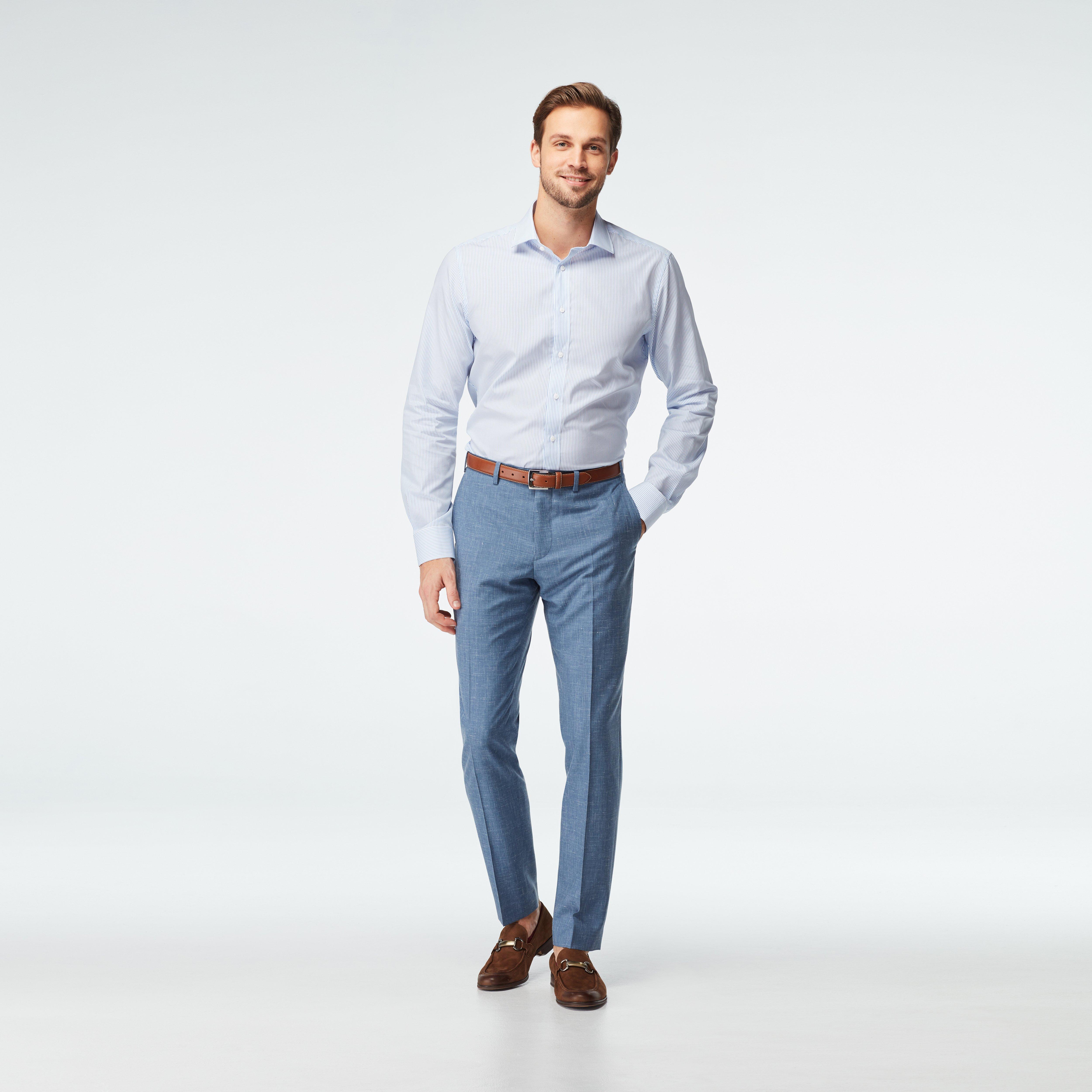 Stockport Wool Linen Light Blue pants