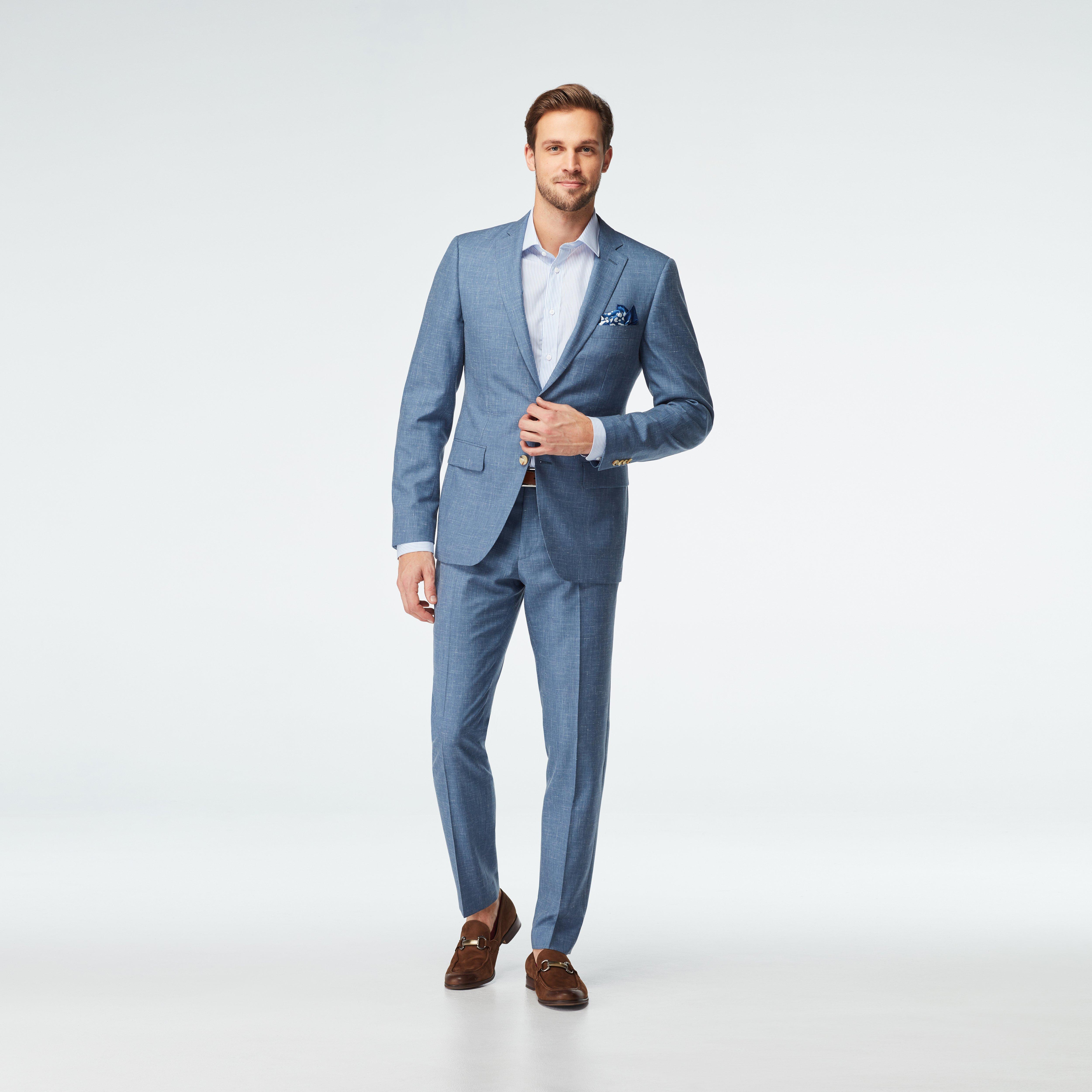 Stockport Wool Linen Light Blue Suit