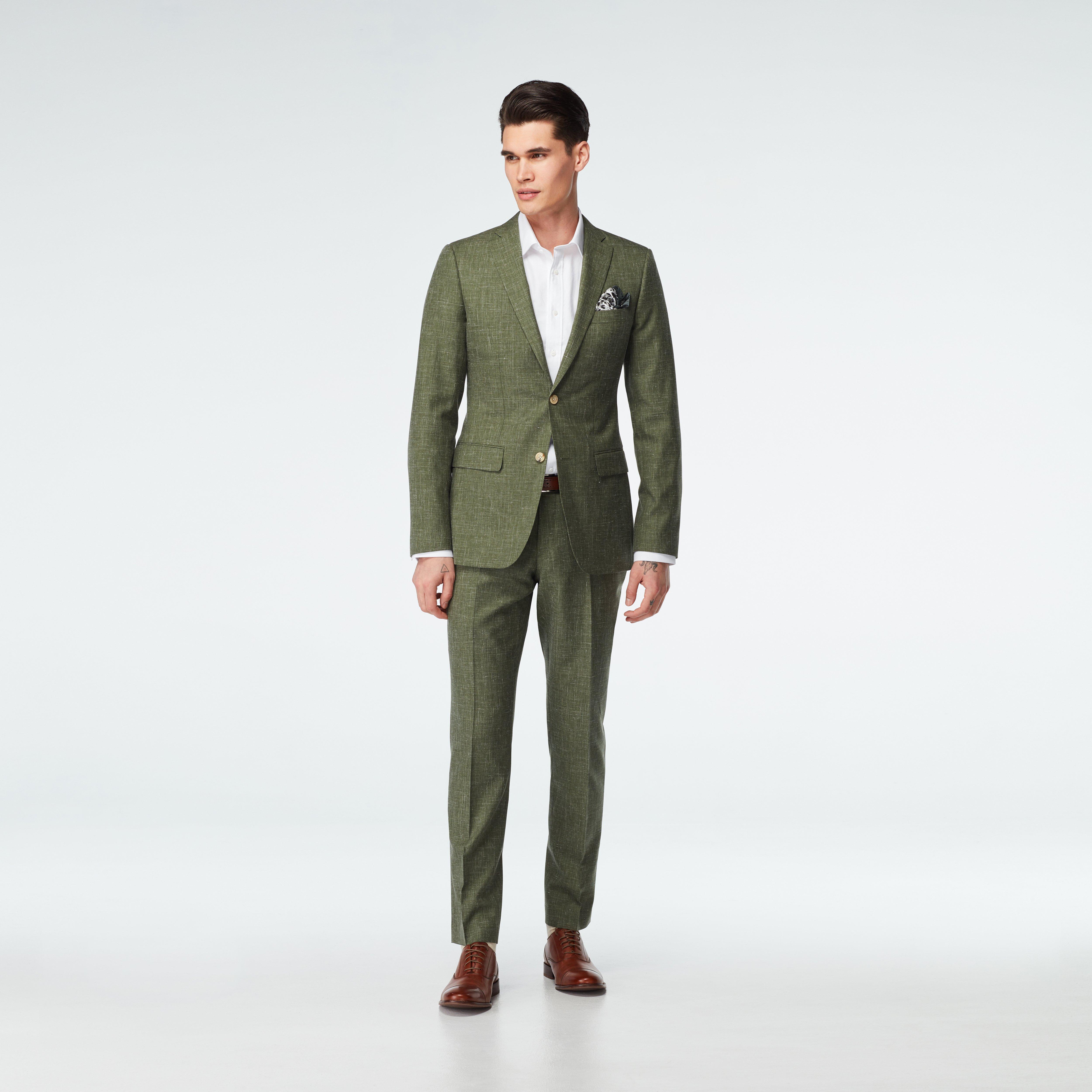 Stockport Wool Linen Olive Suit