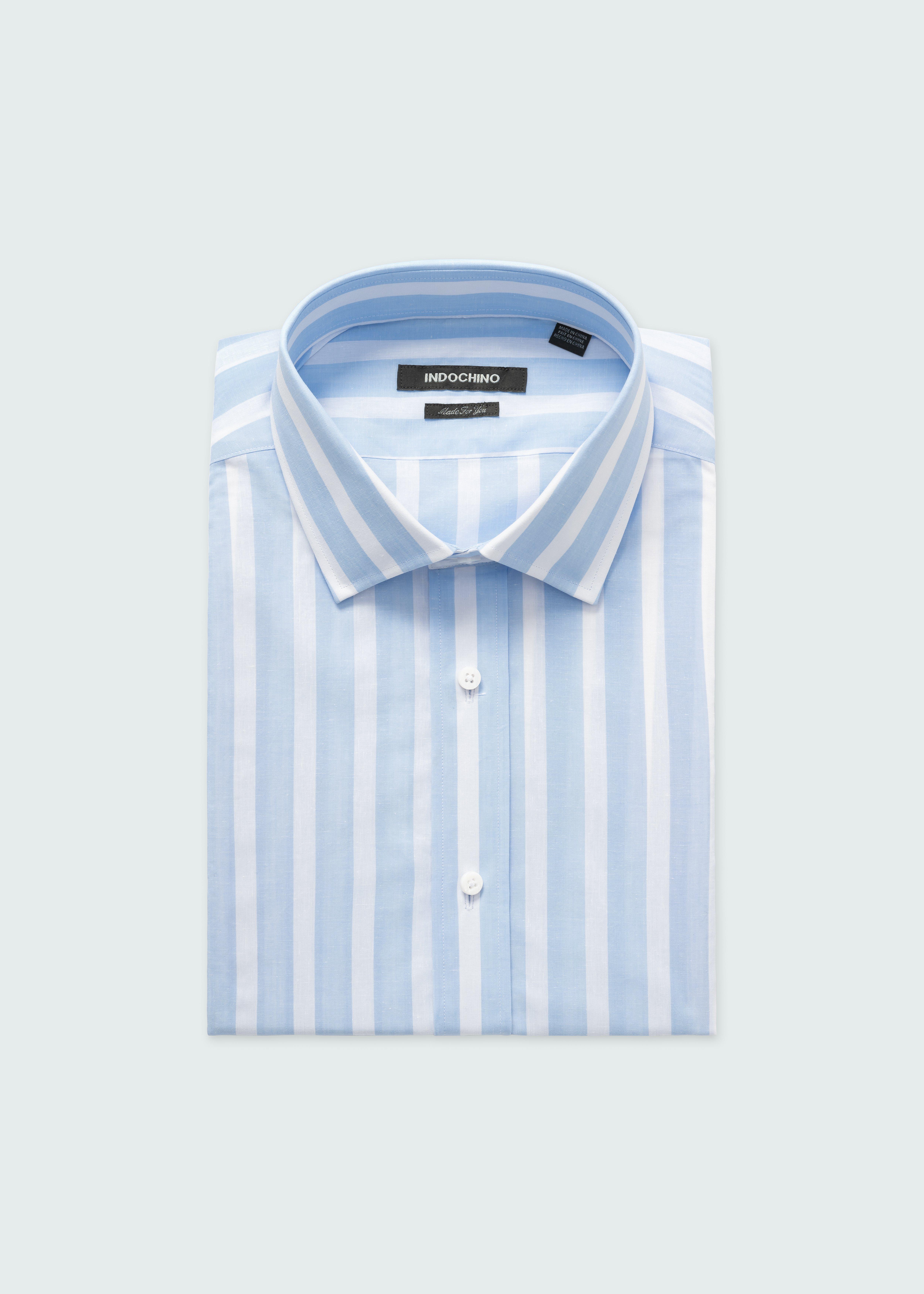 Stroud Wide Stripe Light Blue White Shirt