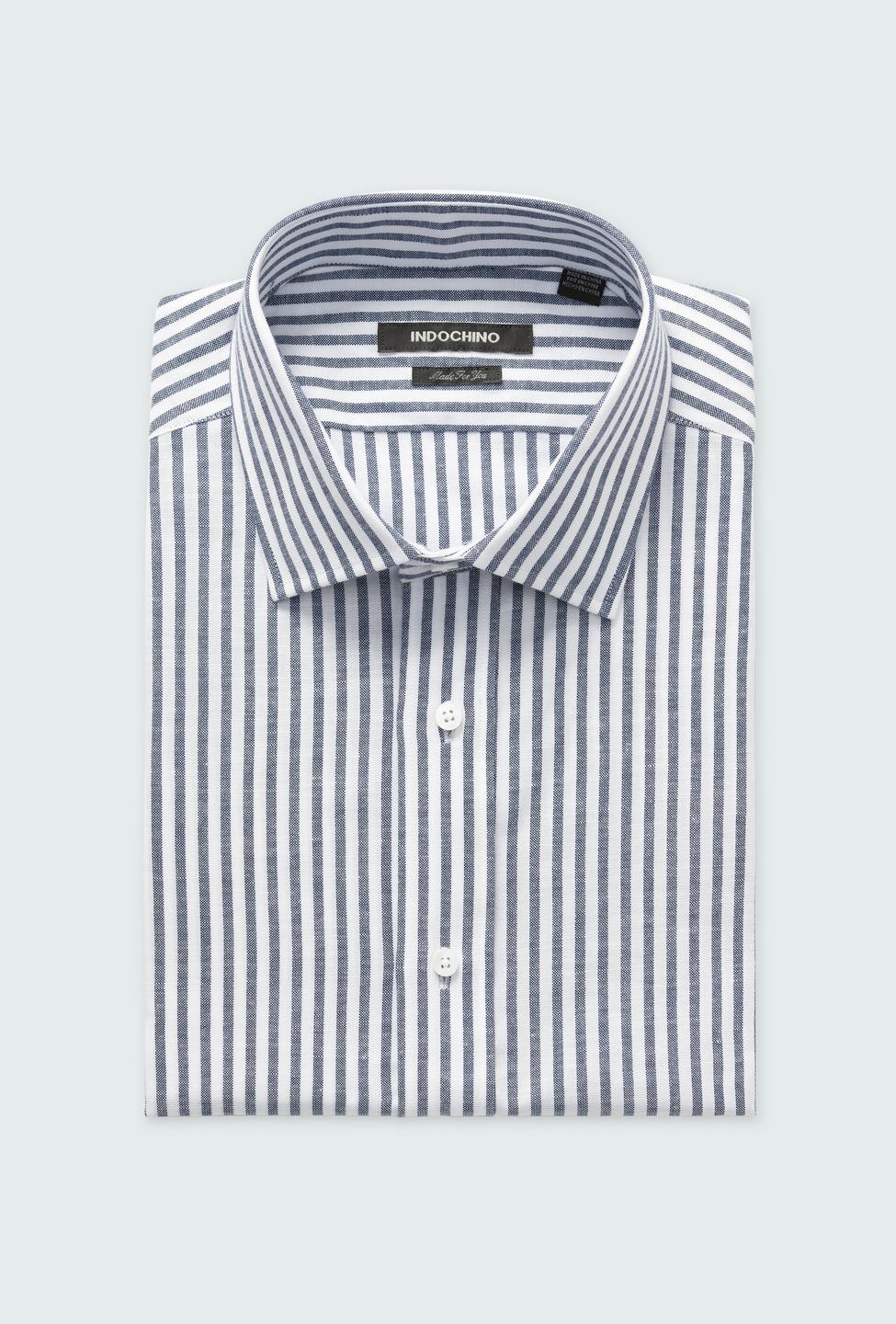 Navy shirt - Sudbury Striped Design from Premium Indochino Collection