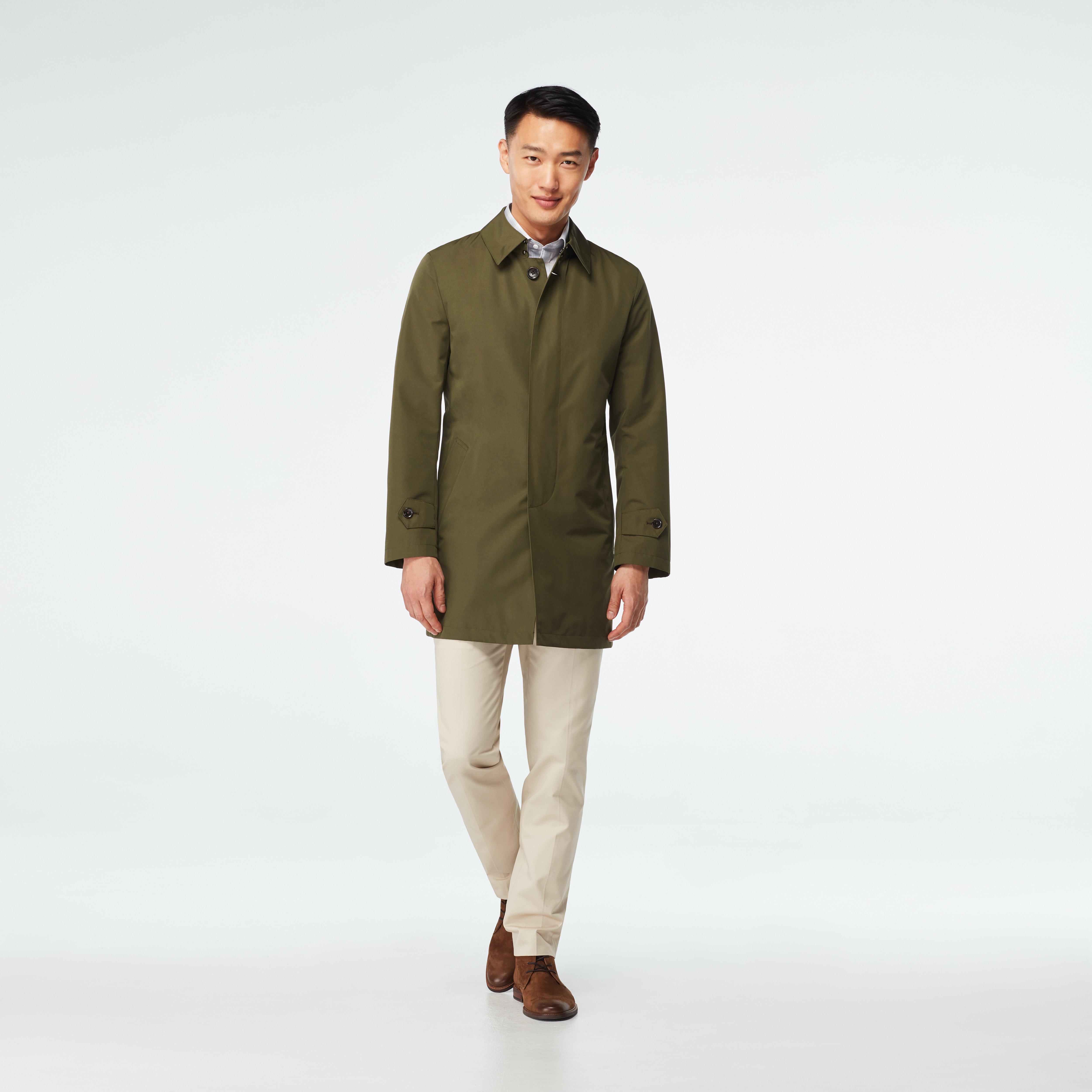 Olive raincoat sale