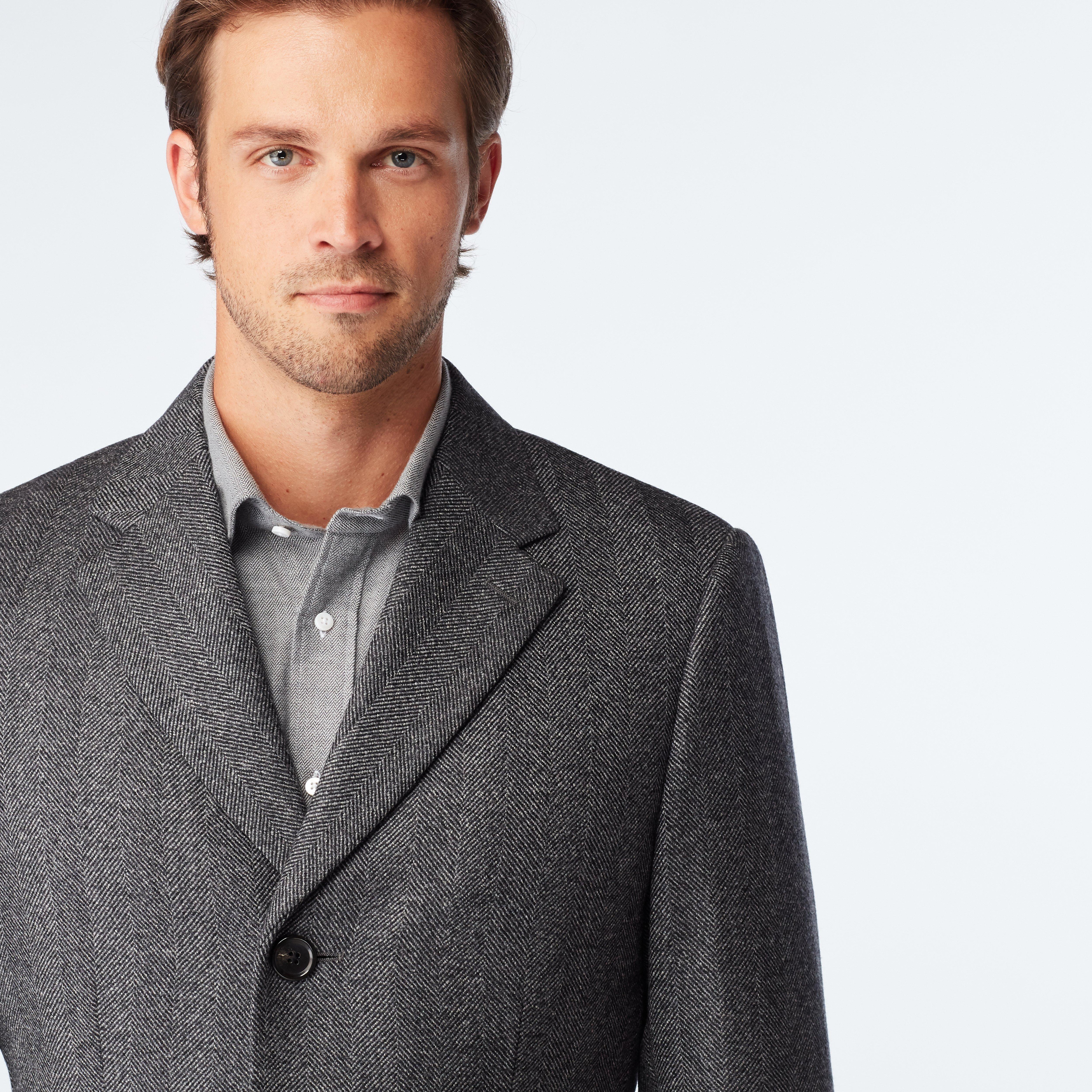 Heartford Herringbone Light Gray Overcoat