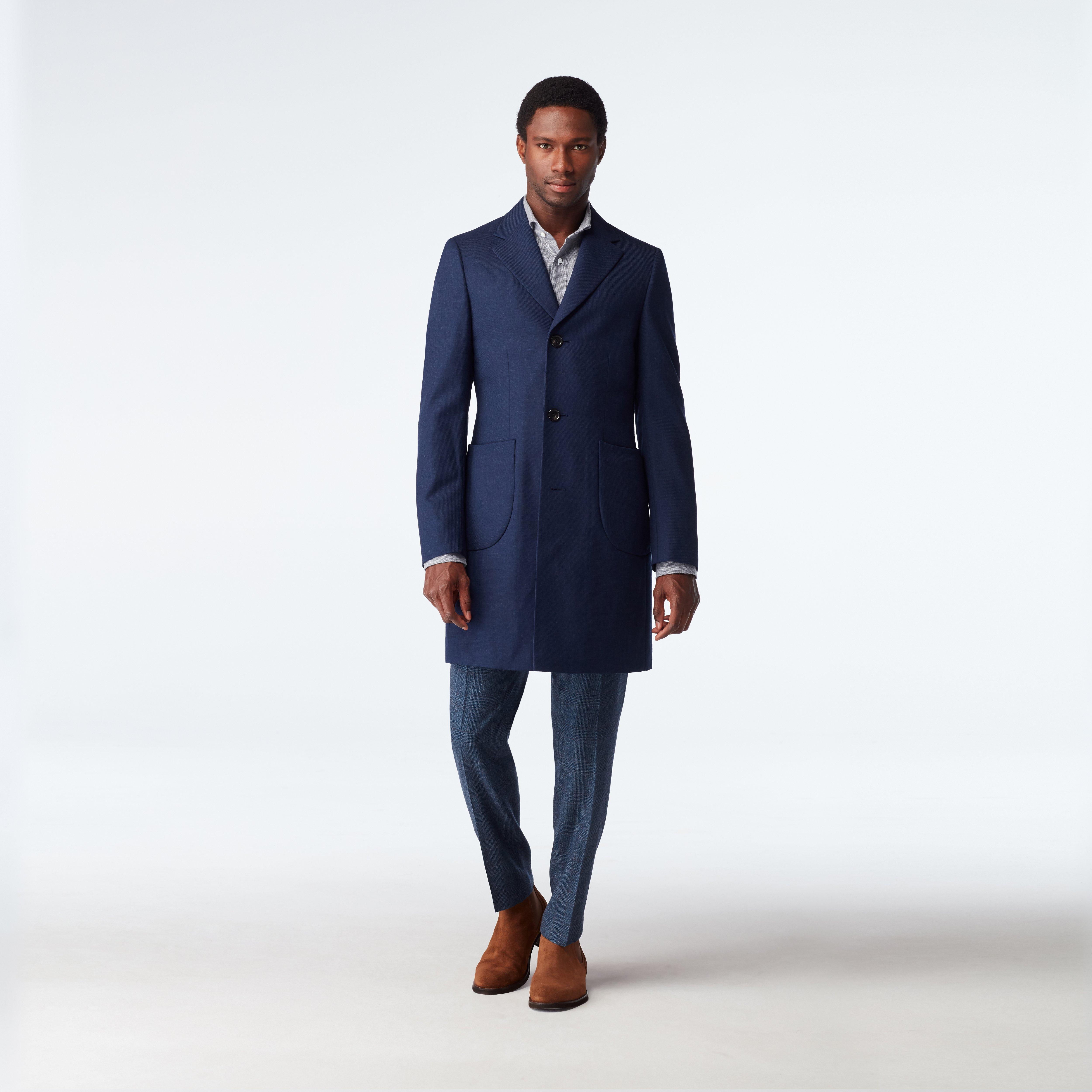 dress blues overcoat Indochino Men's Custom Hatton Twill Navy Blue Color:Warm Beige