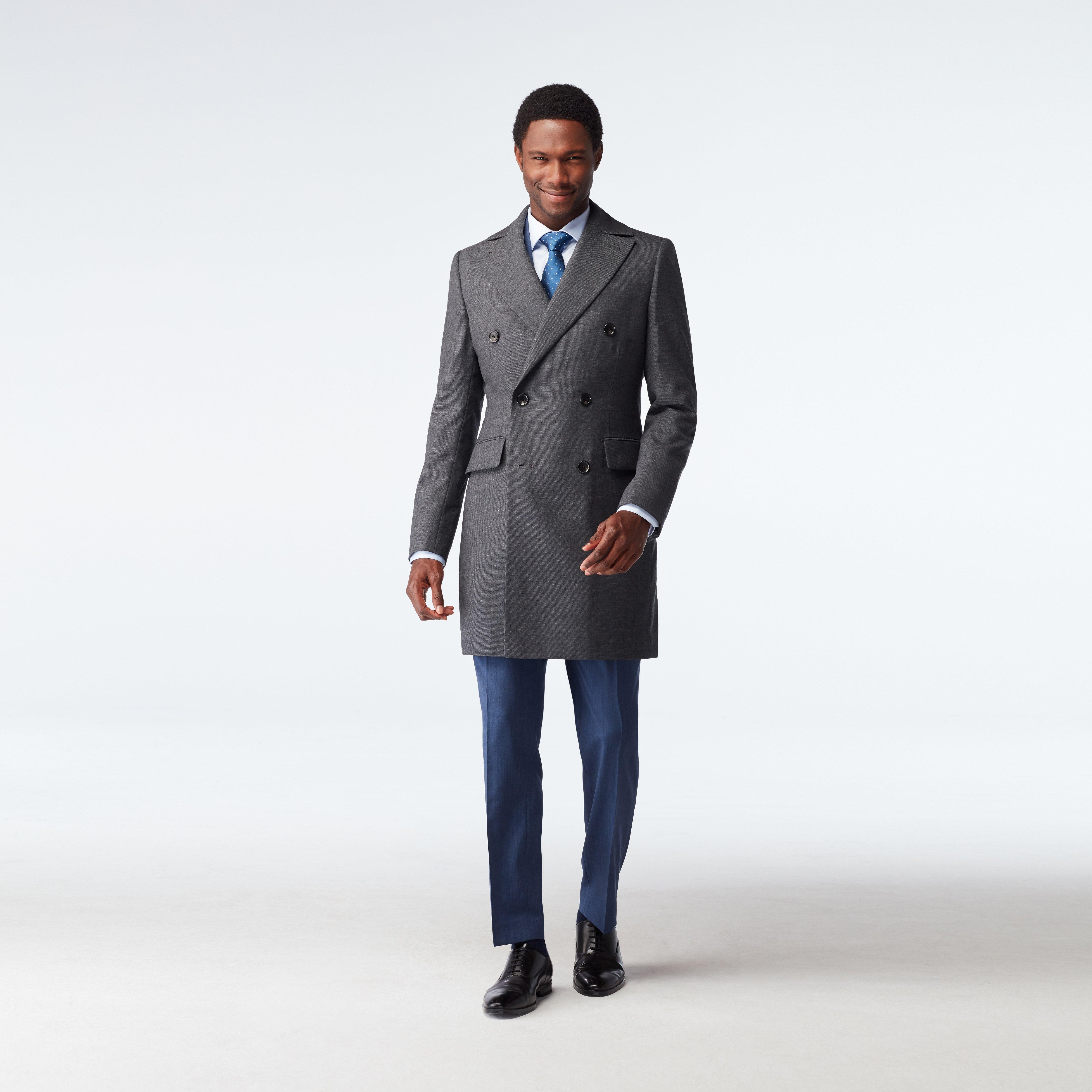 Men's Custom Overcoats - Hatton Twill Gray Quilted Overcoat