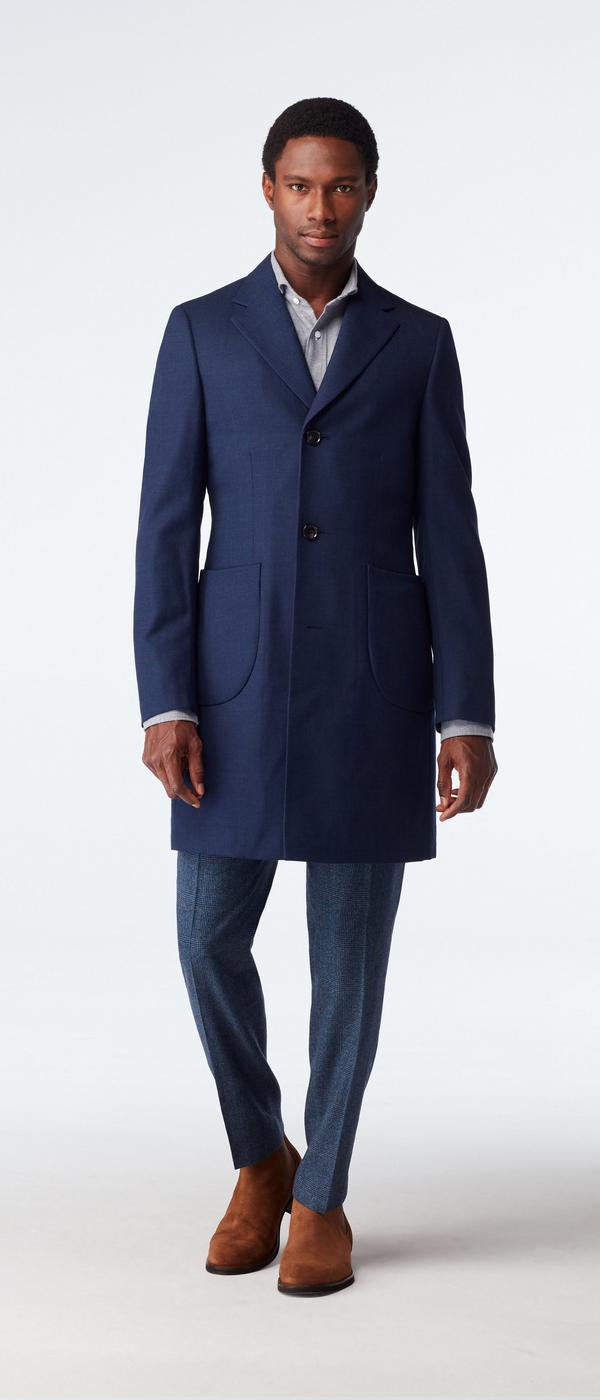 Men's Custom Overcoats - Hatton Twill Navy Quilted Overcoat Men's Custom Overcoats - Hatton Twill Navy Quilted Overcoat