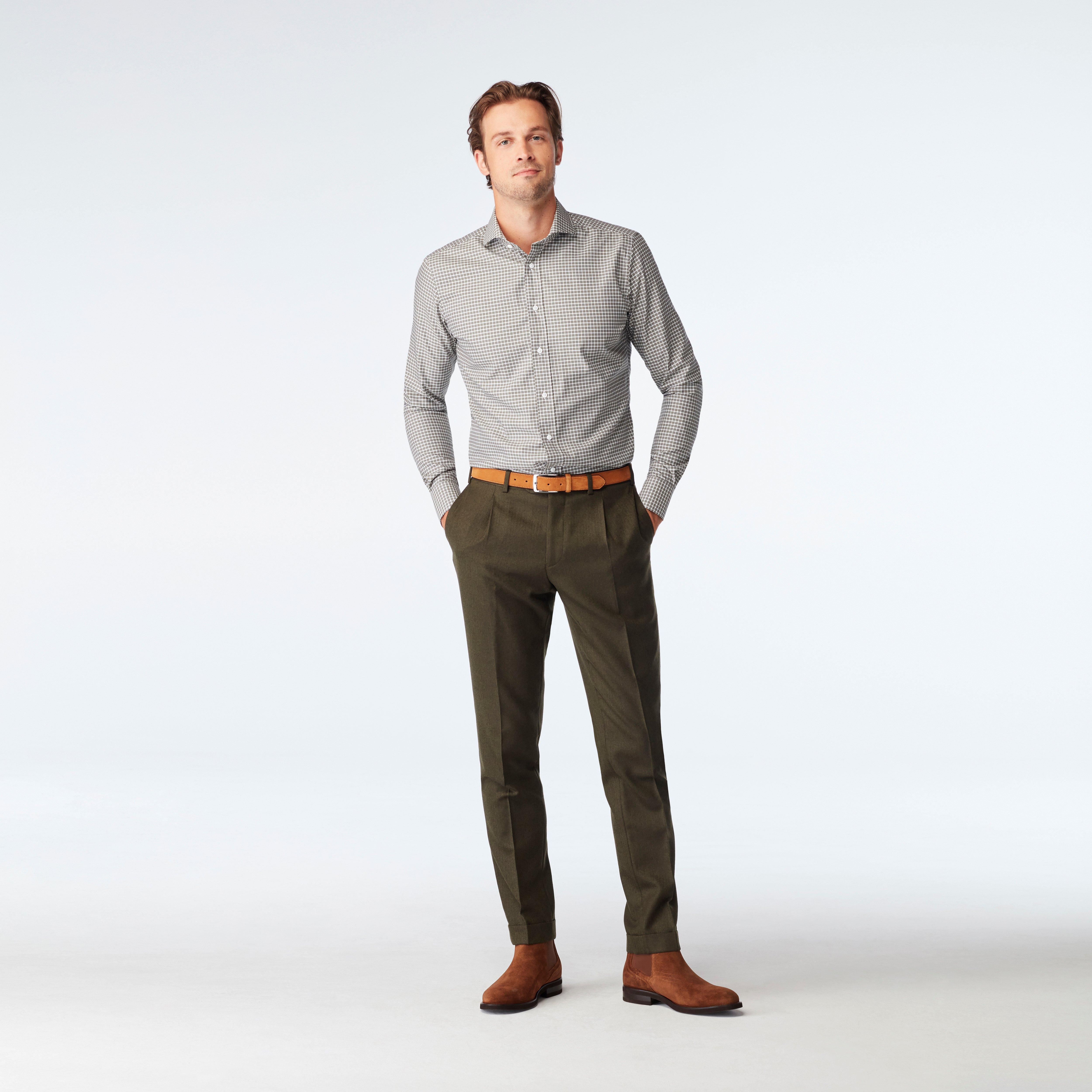 Custom Suits Made For You - Prescot Herringbone Olive Suit | INDOCHINO