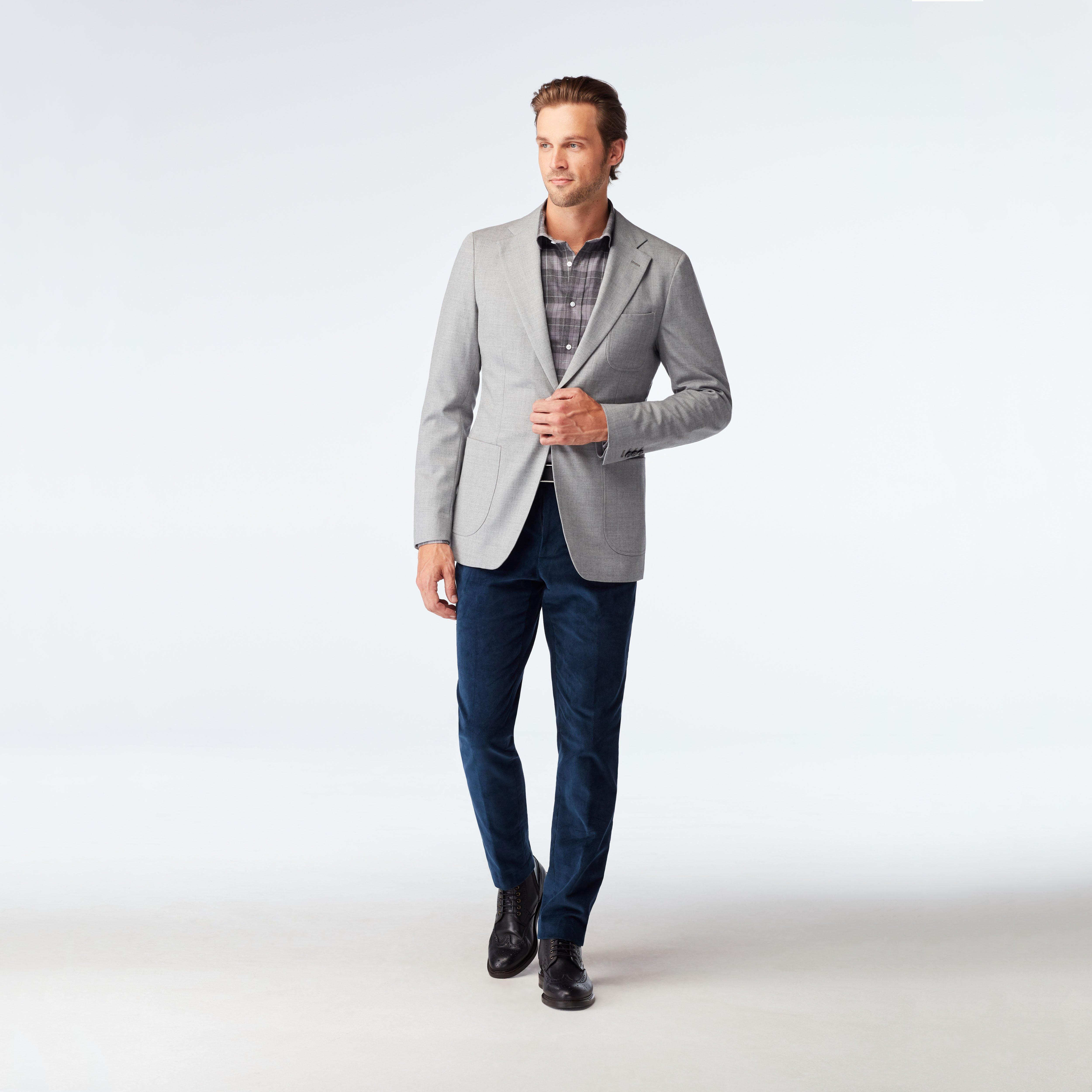 Custom Blazers Made For You - Hayward Flannel Light Gray Blazer