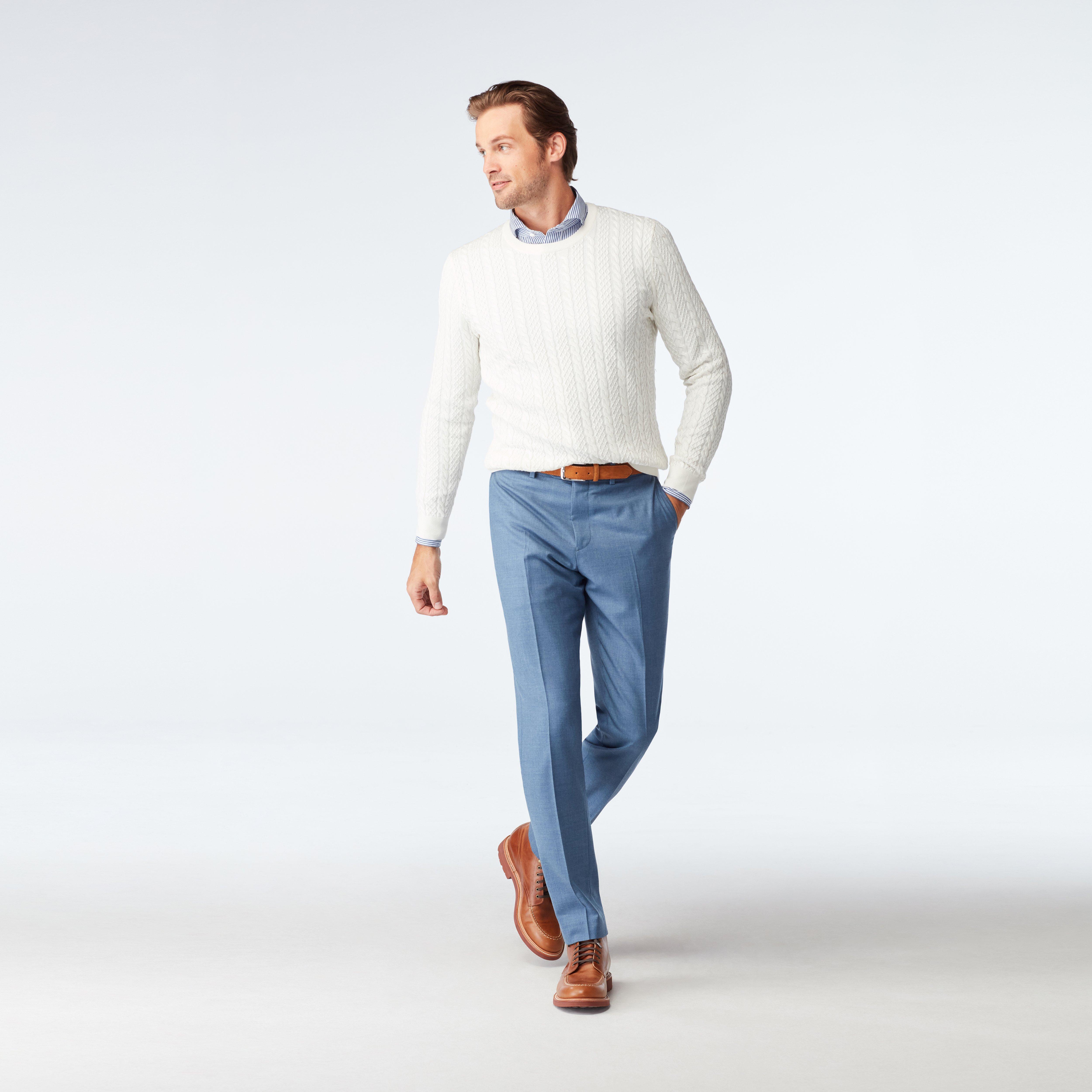 Custom Pants Made For You - Hayward Flannel Light Blue Pants | INDOCHINO