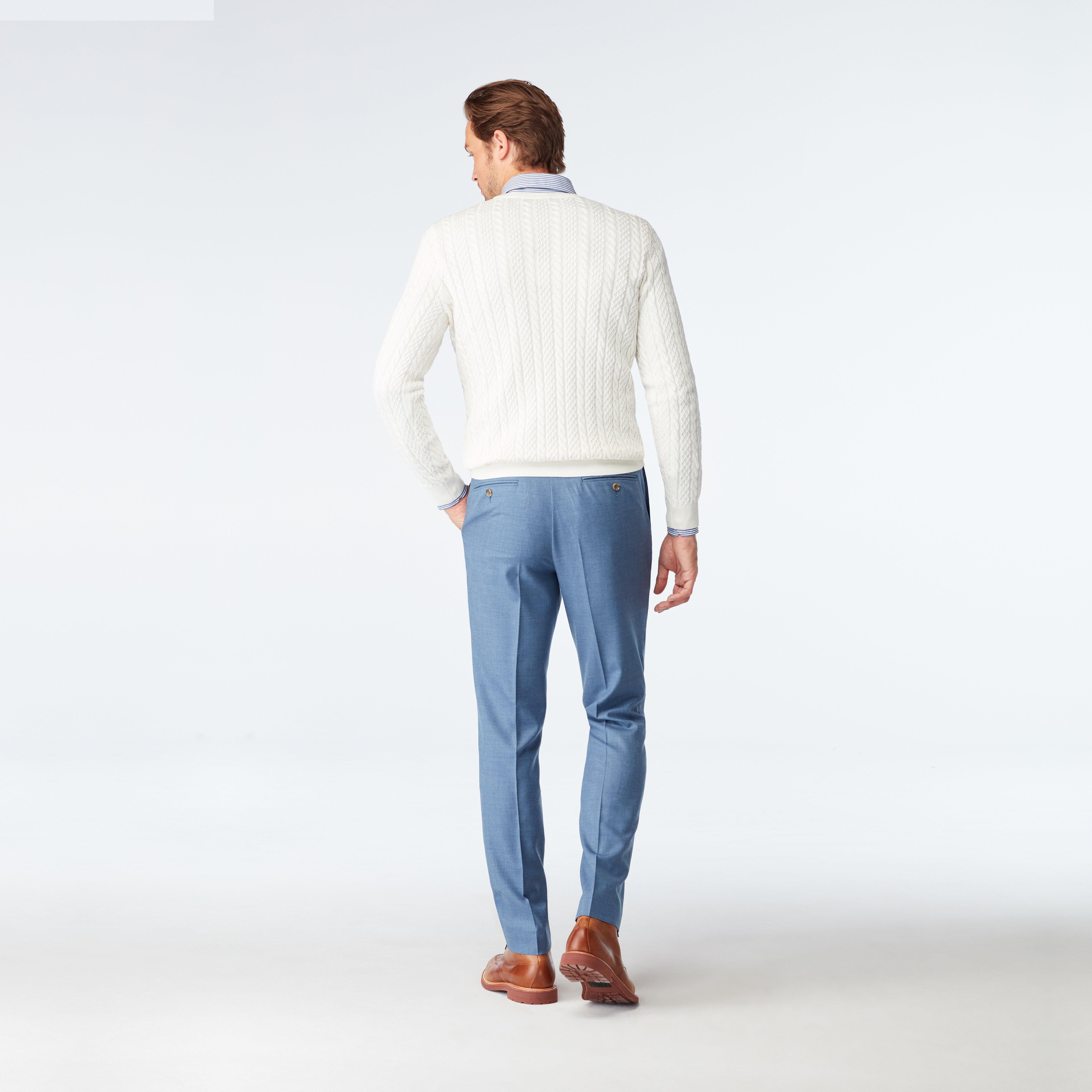 Custom Pants Made For You - Hayward Flannel Light Blue Pants | INDOCHINO