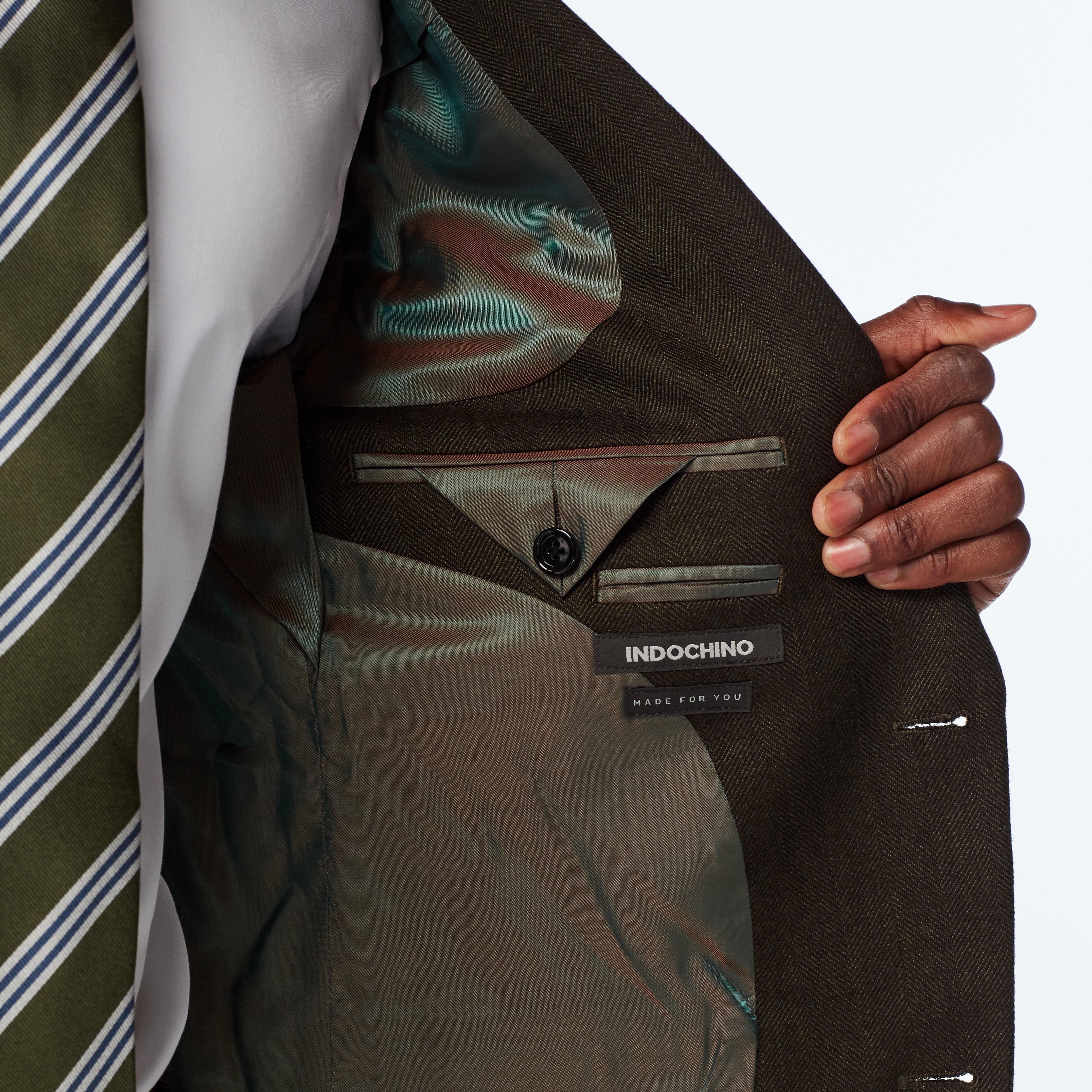 Product thumbnail 5 Olive suit - Farhill Herringbone Design from Fall / Winter Indochino Collection