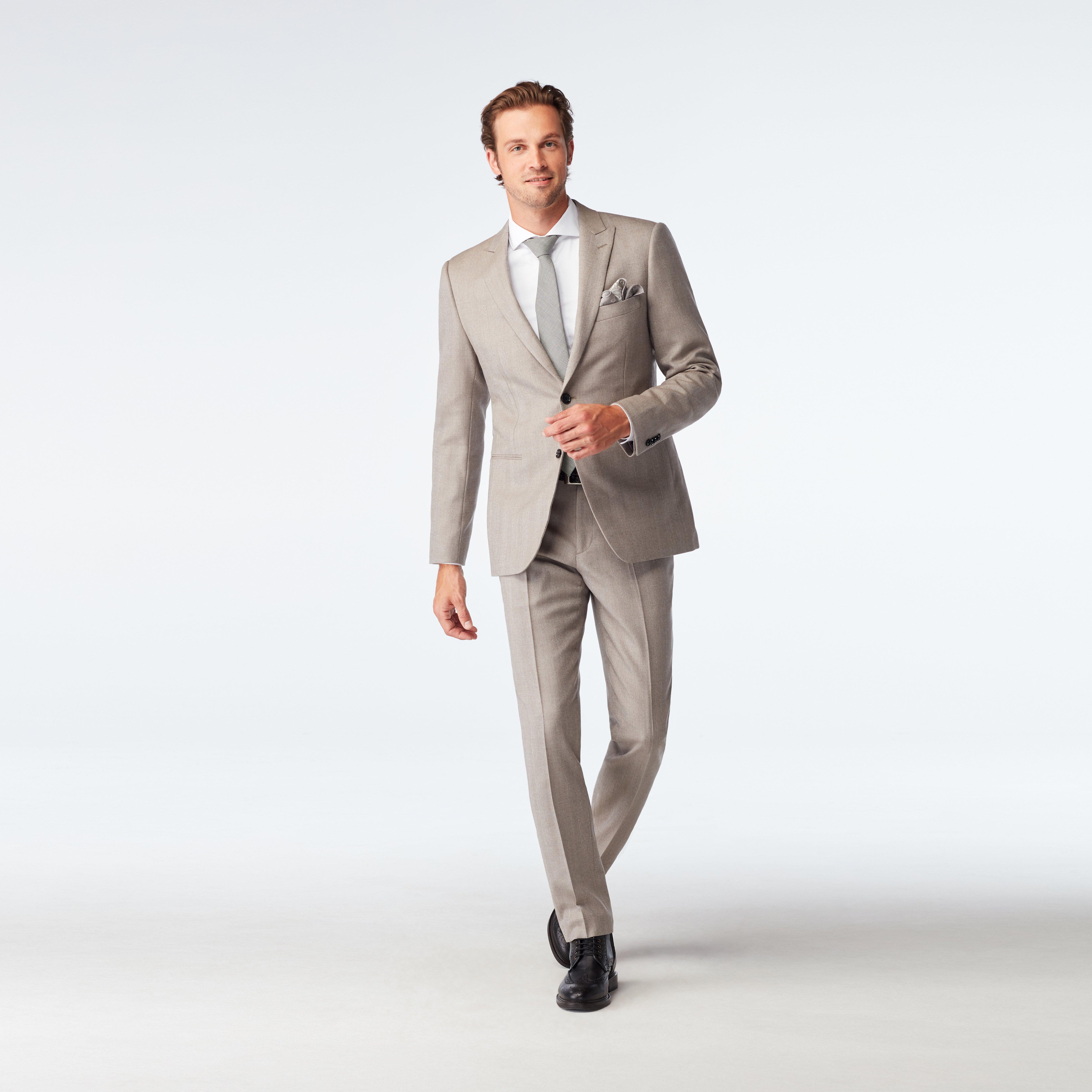 Farhill Herringbone Warm Gray Suit