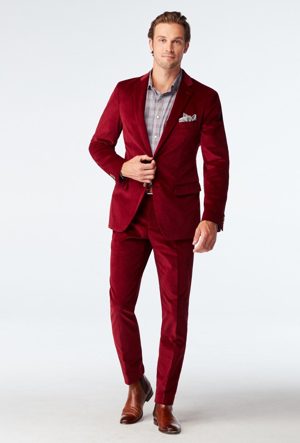 Red suit - Flaxton Solid Design from Seasonal Indochino Collection