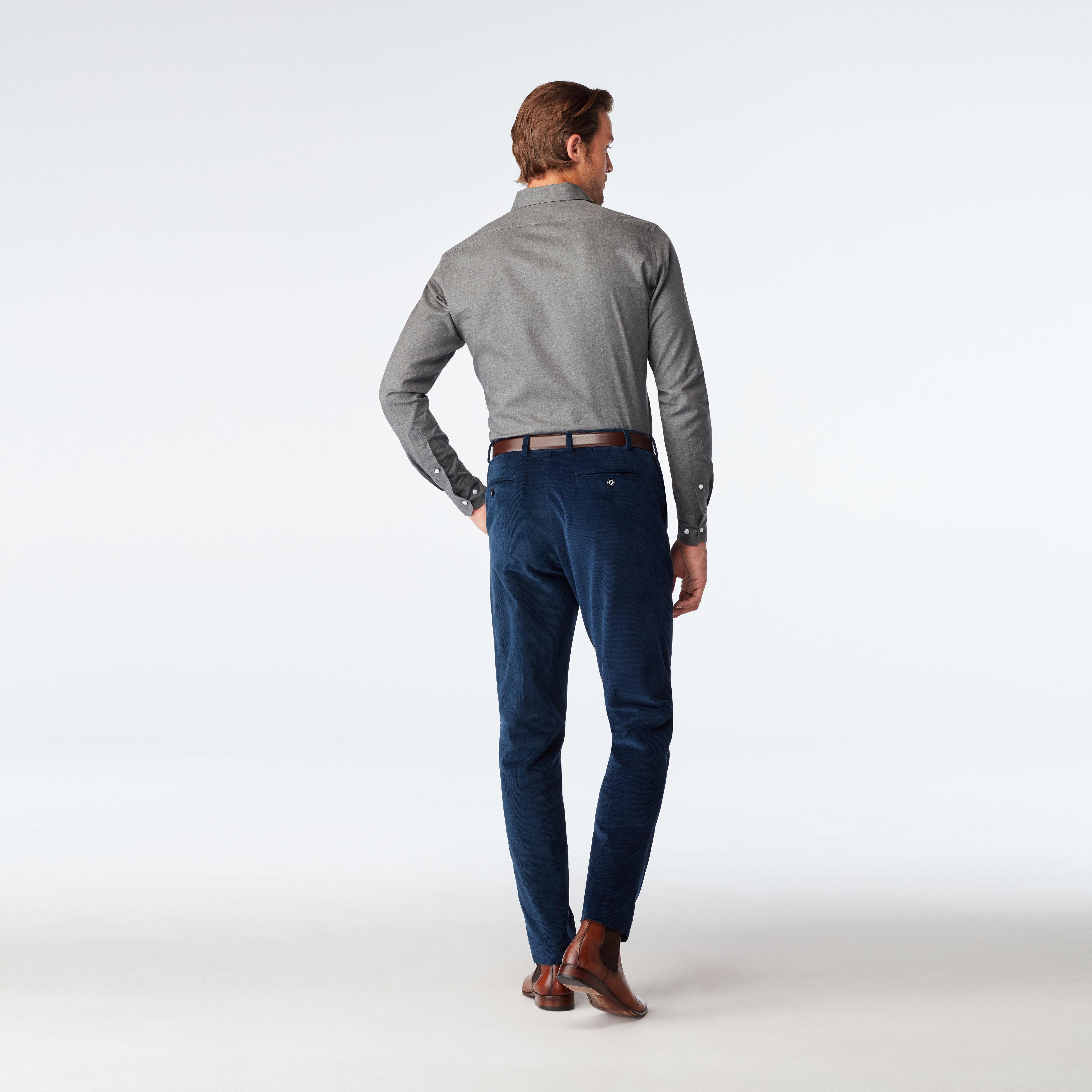 Custom Pants Made For You - Flaxton Corduroy Navy Casual Pants | INDOCHINO