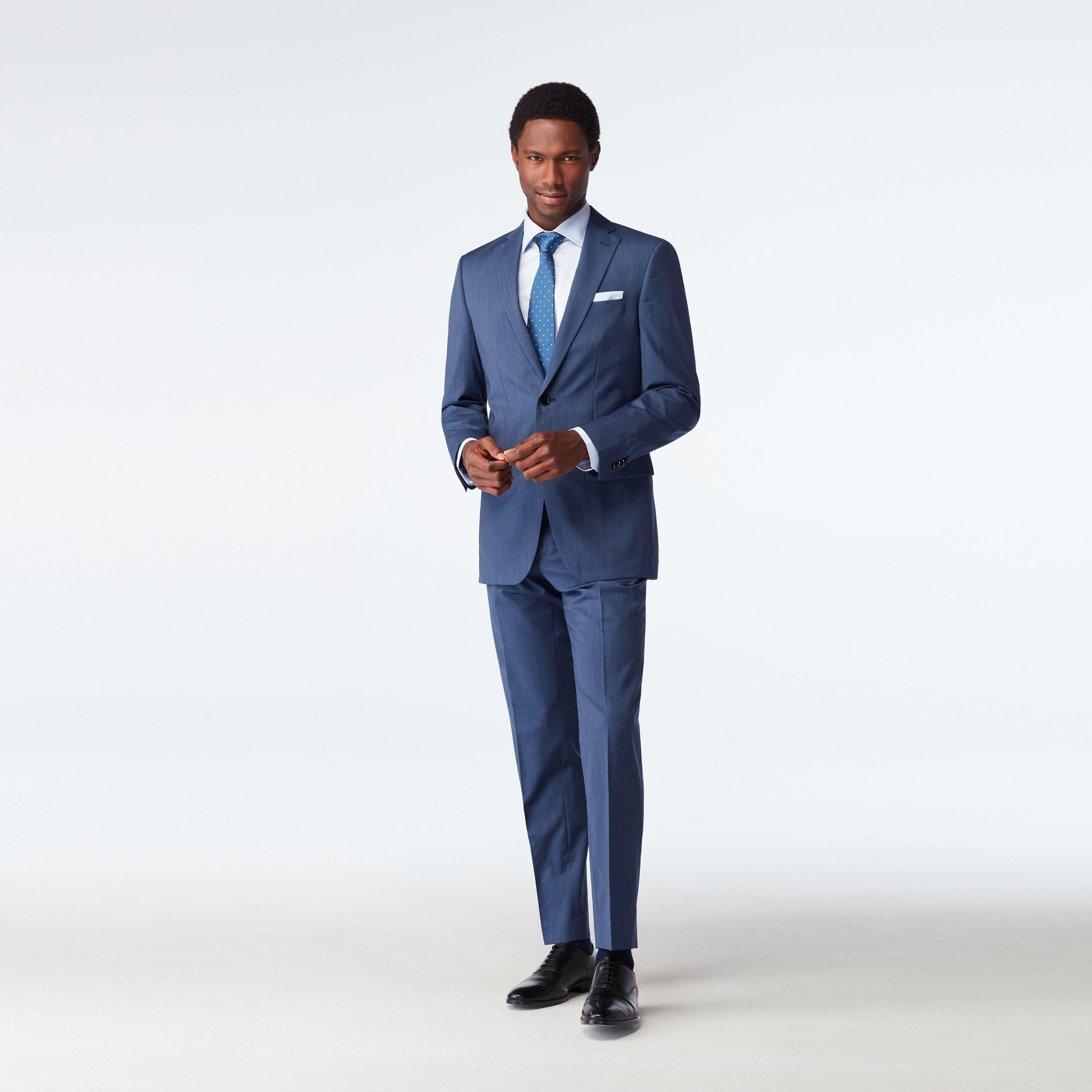 Custom Suits Made For You - Howell Wool Stretch Blue Suit | INDOCHINO
