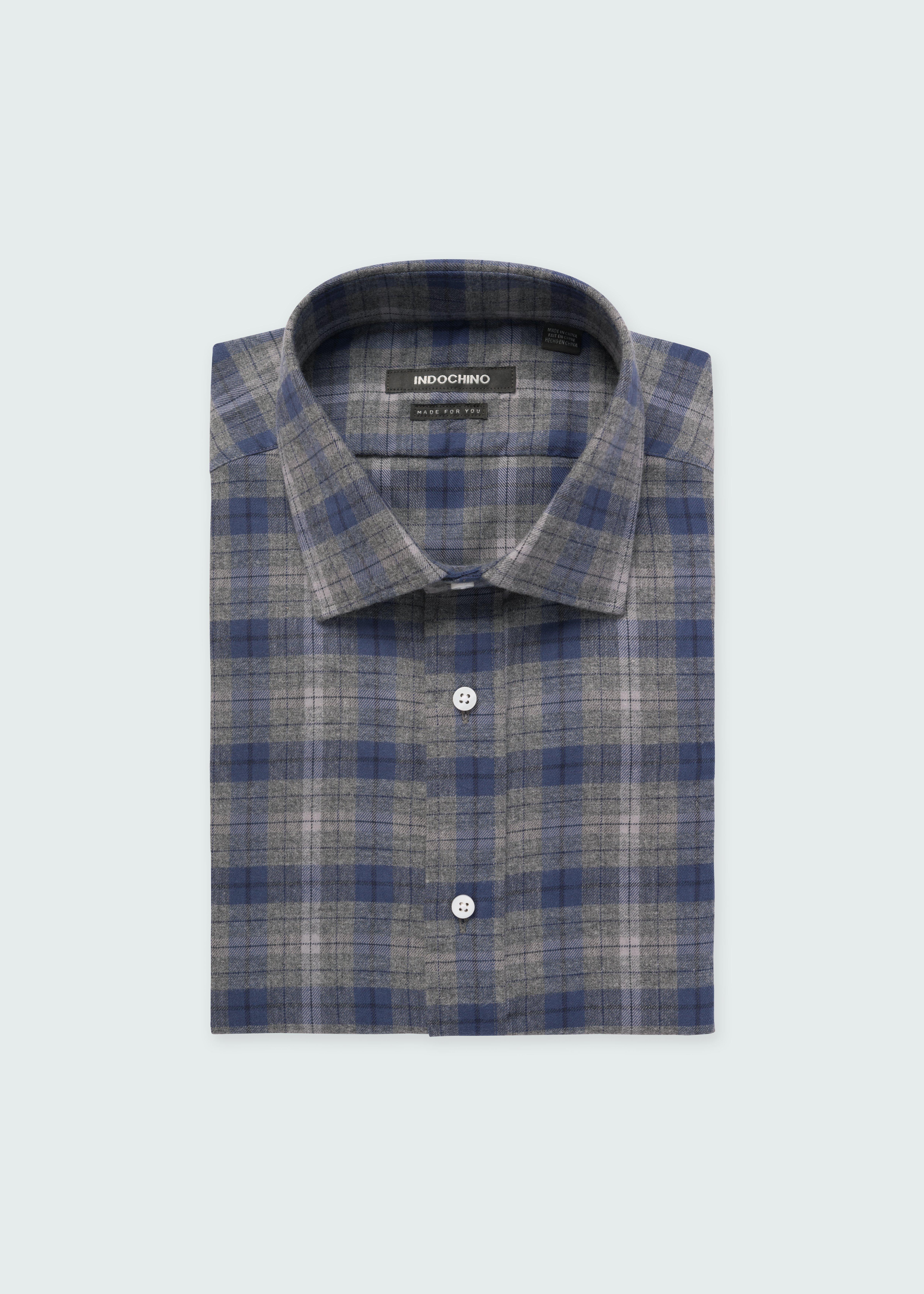 Fellgate Plaid Gray with Blue Shirt