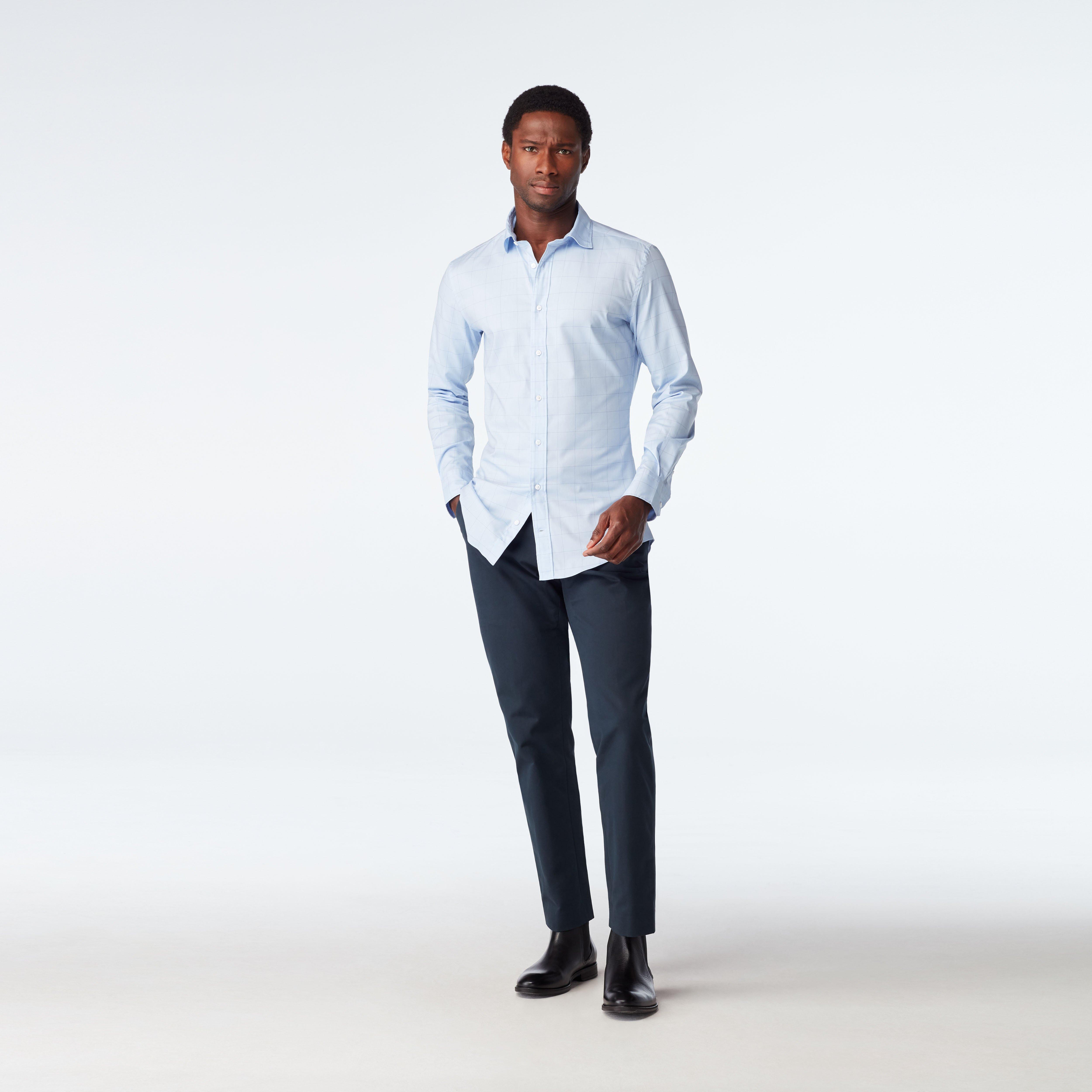 Fenwick Windowpane Light Blue Casual Shirt