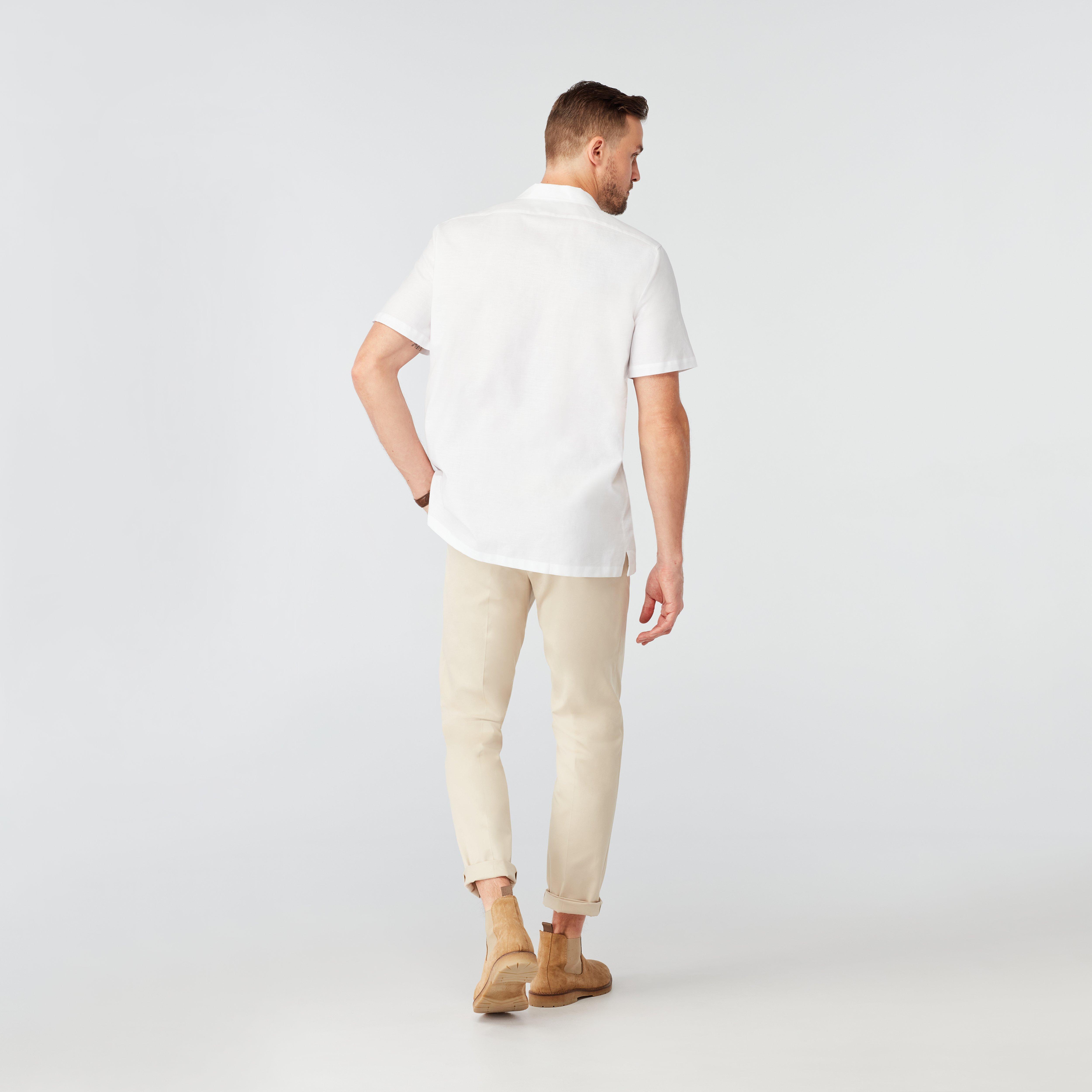 Sudbury Cotton Linen White Camp Shirt