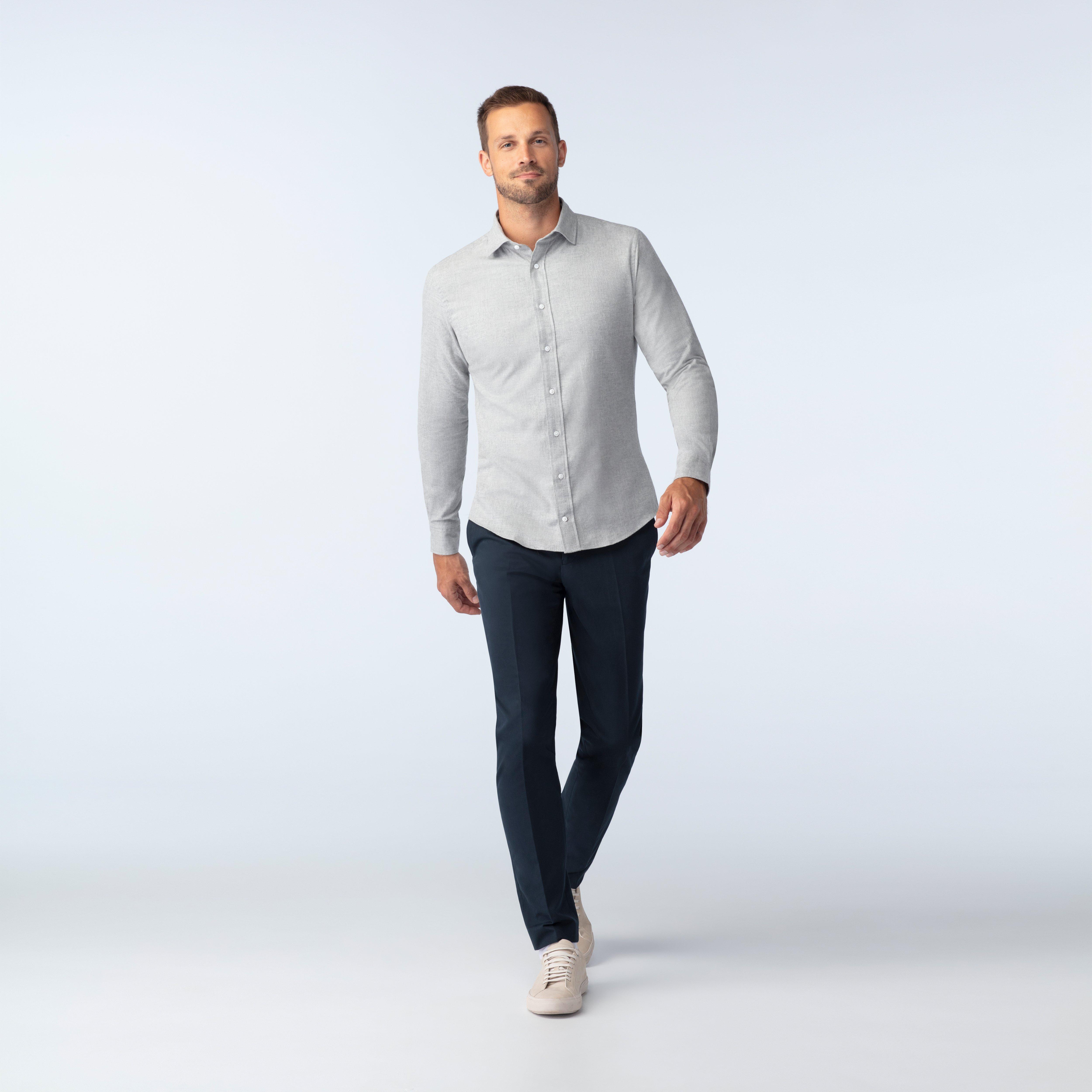 dress shirt casual Indochino Men's Custom Glynn Brushed Melange Light Gray Women's Size:10.5M Exclusive Brands Clothing Navy Off-Shoulder Long Satin Indochino shirts can be
