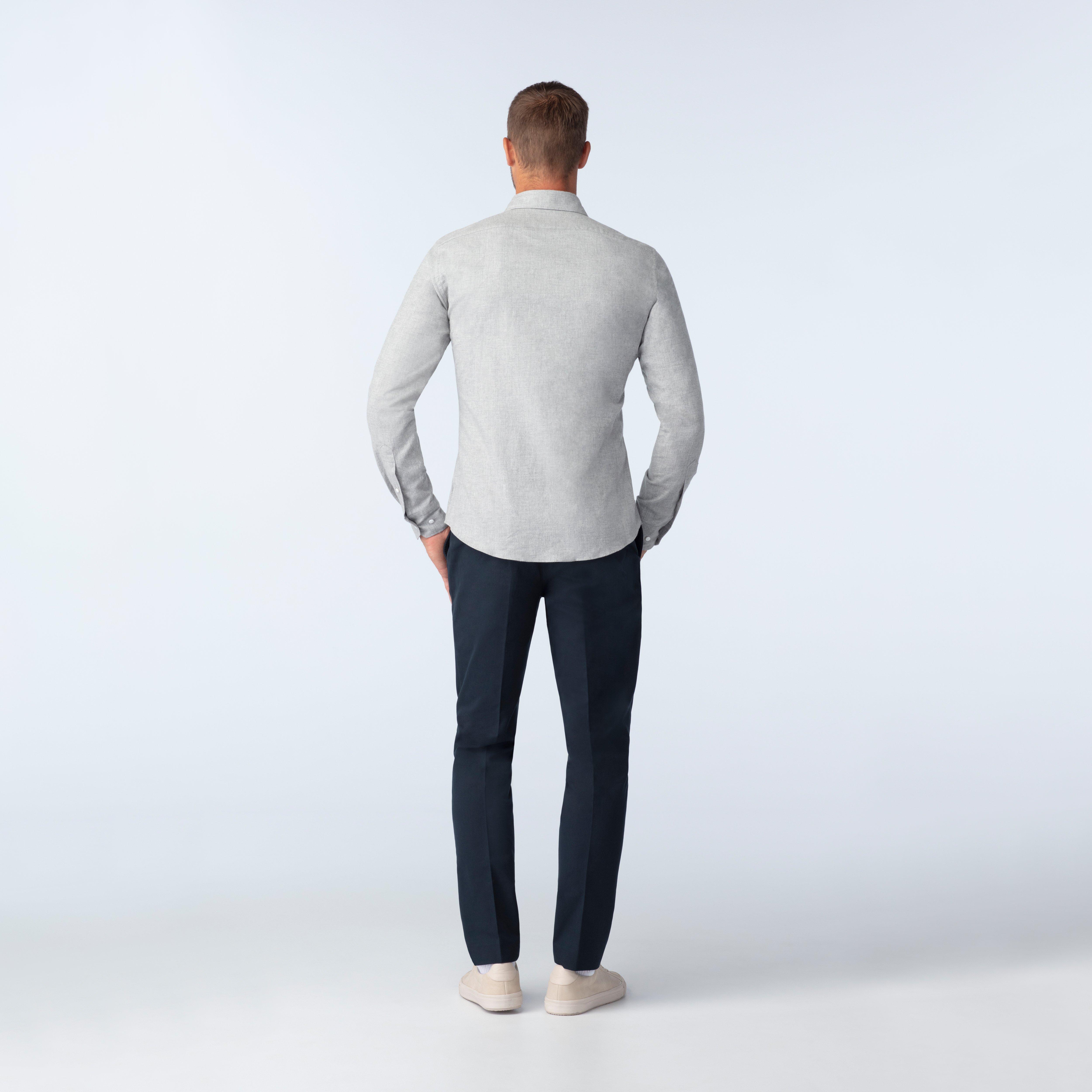 Men's Casual Shirts - Glynn Brushed Melange Light Gray Casual Shirt