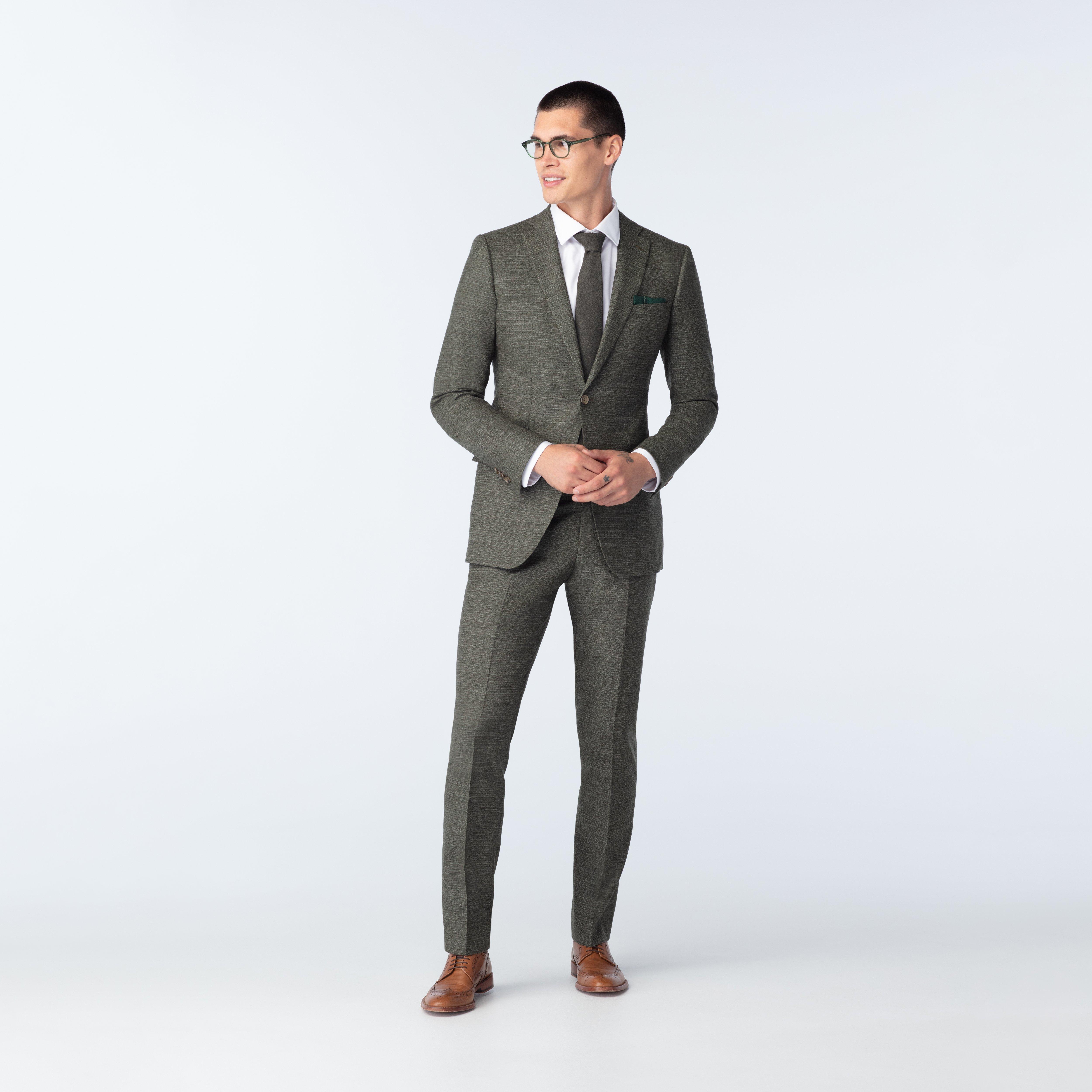 Custom Suits Made For You - Monza Royal Flannel Olive Suit | INDOCHINO