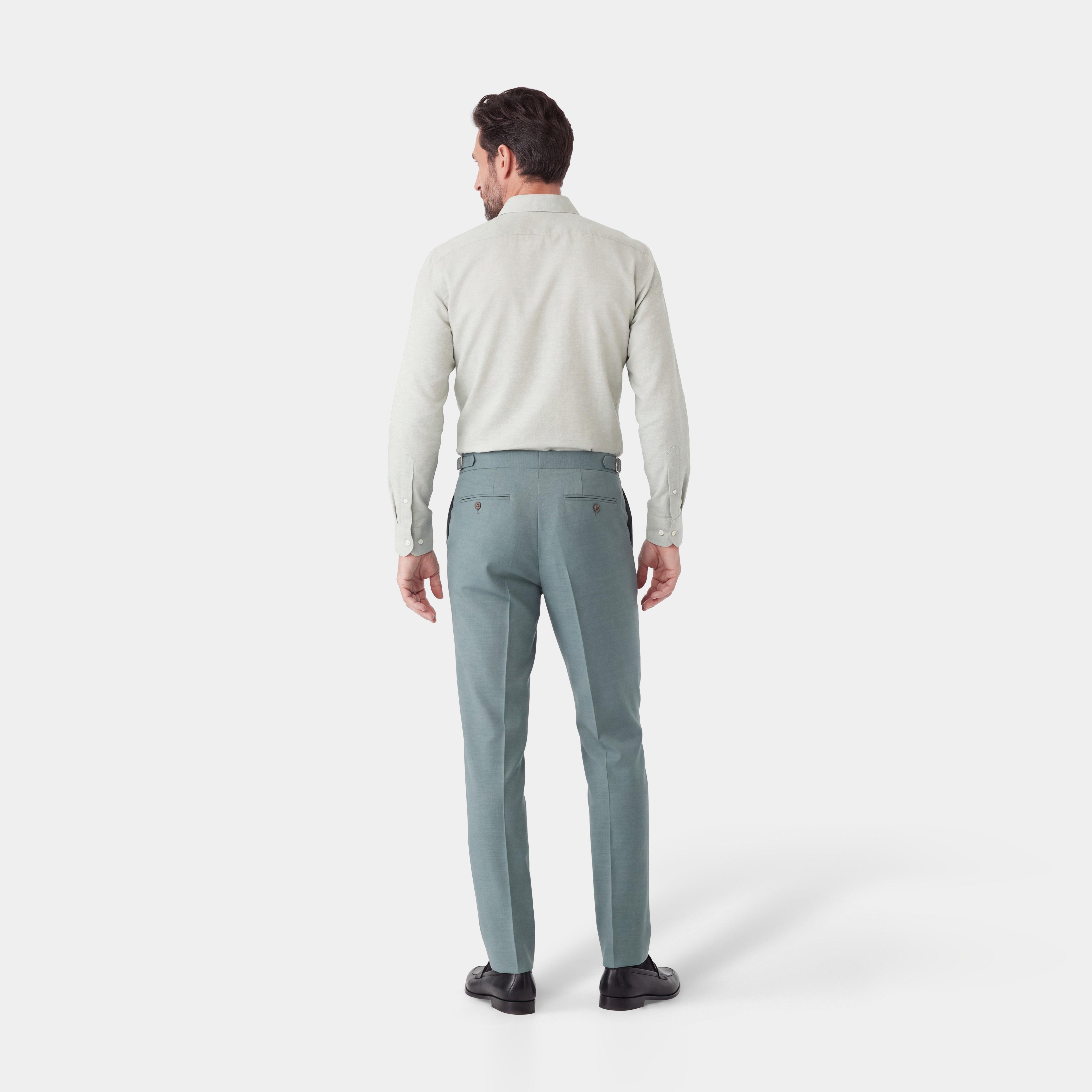 Custom Pants Made For You - Hamilton Sharkskin Sage Pants | INDOCHINO