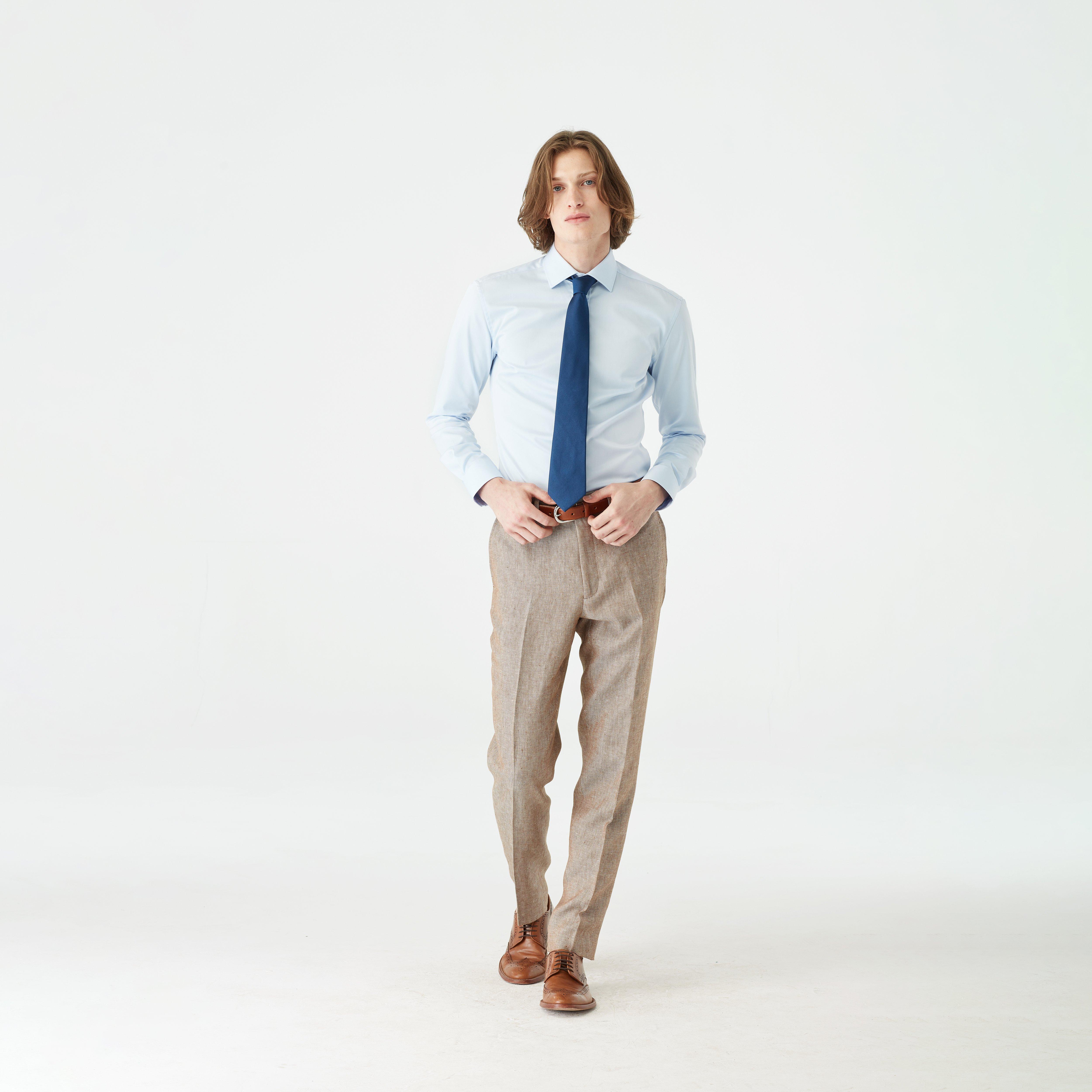 Custom Pants Made For You - Sailsbury Linen Brown Pants | INDOCHINO