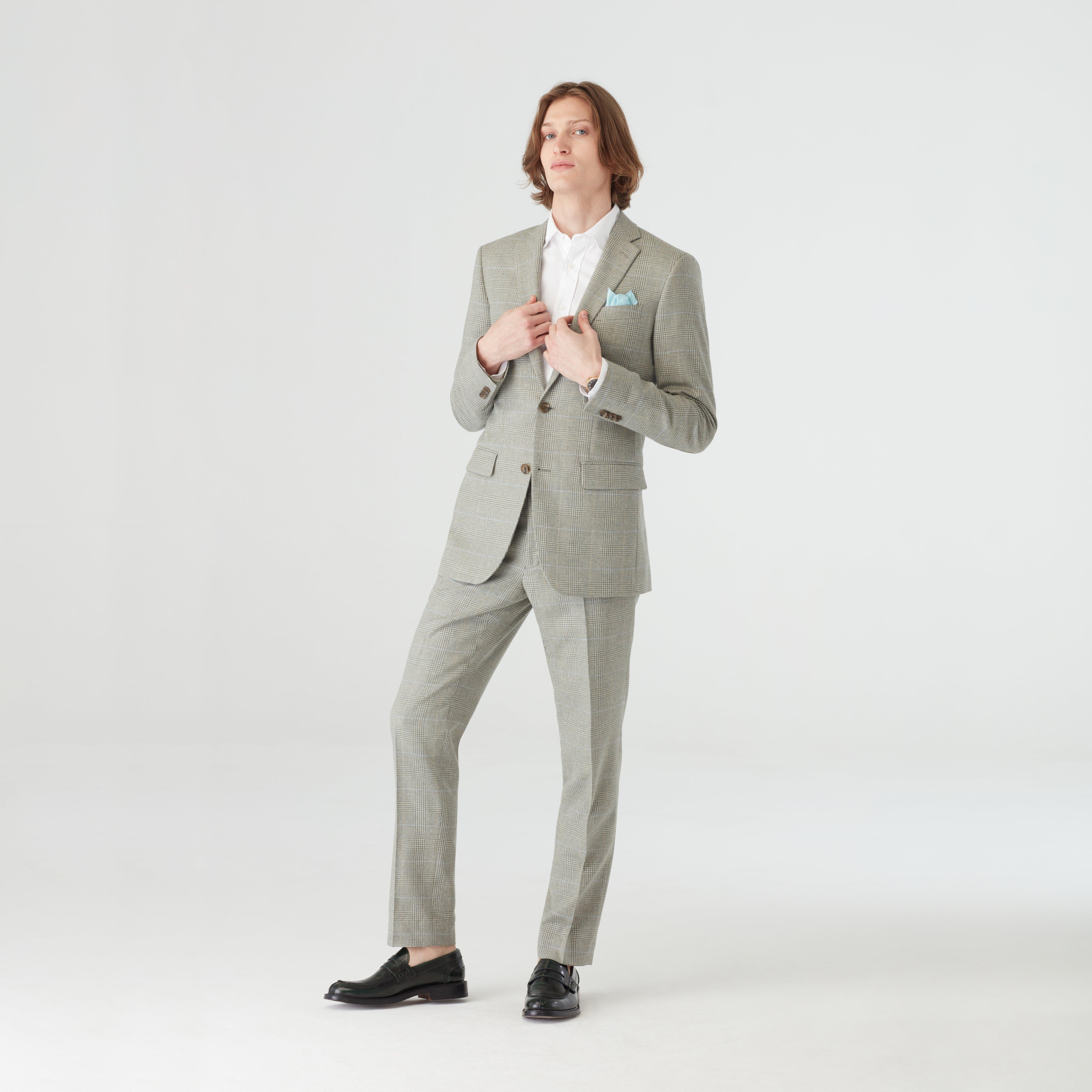 Custom Suits Made For You - Brighton Prince of Wales Sage Suit | INDOCHINO