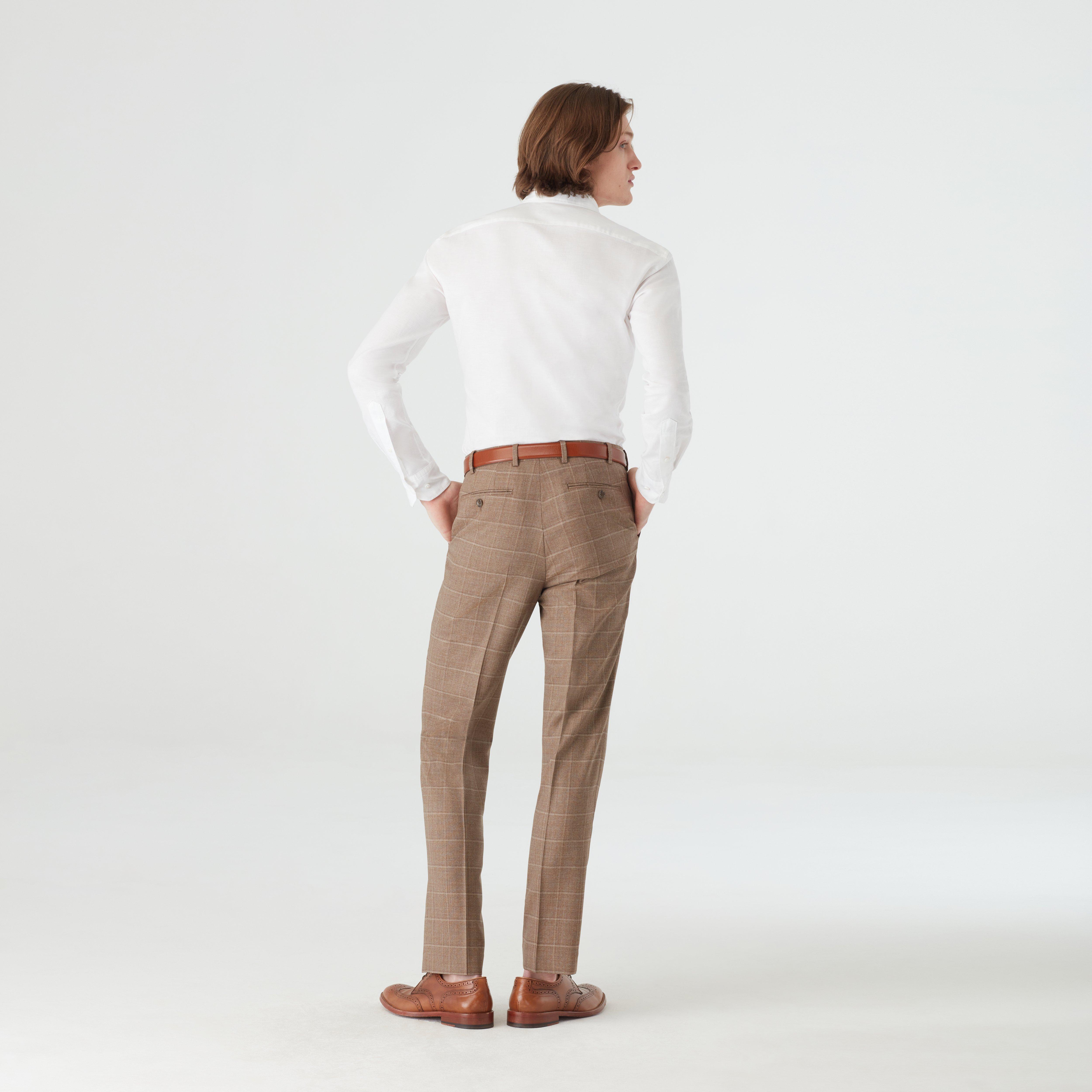 Custom Pants Made For You - Kelbrook Check Light Brown Pants | INDOCHINO