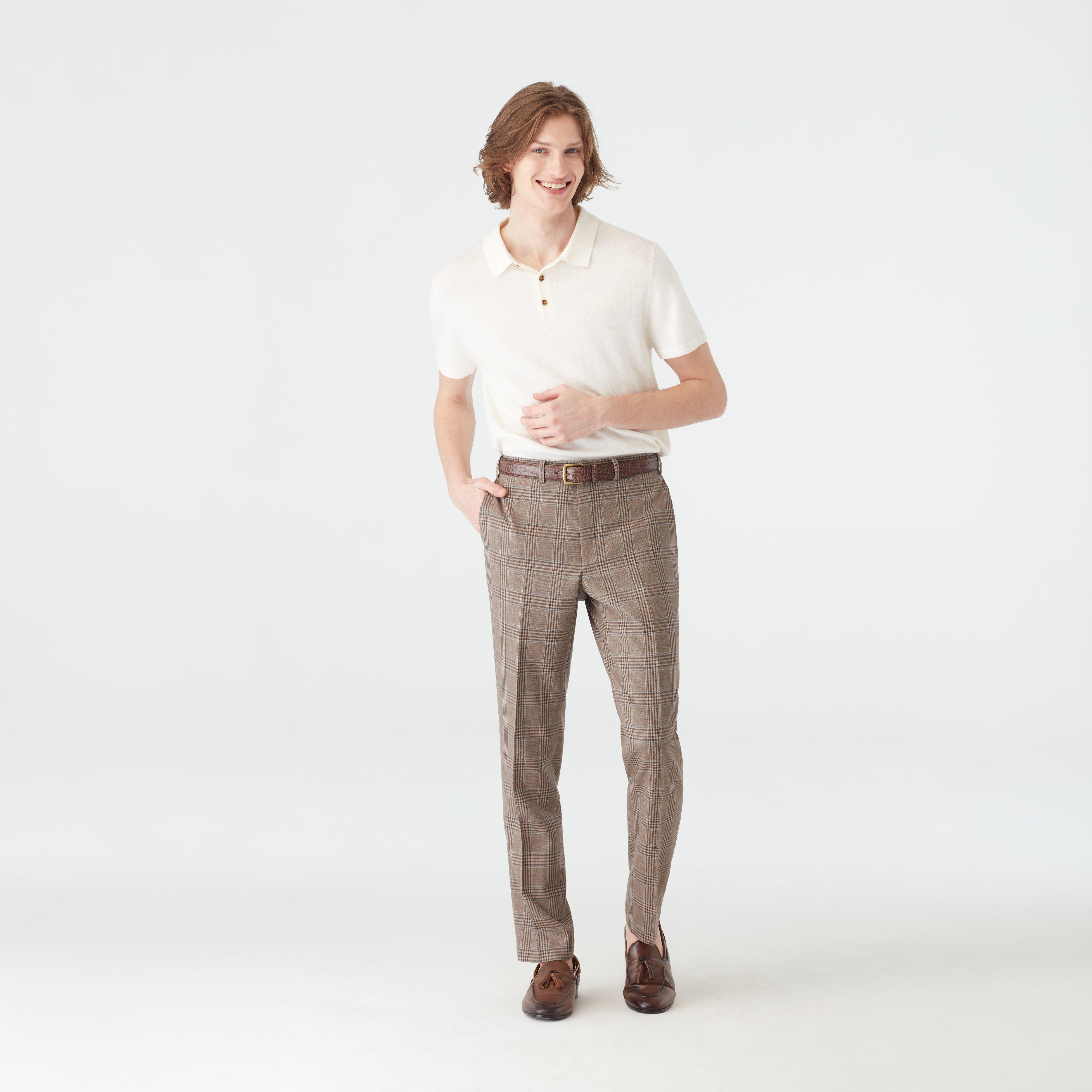mens brown plaid dress pants Kelby Color:Blue gingham fit leg enhances your SID-FD11448P1939 Gold Party Dresses: A
