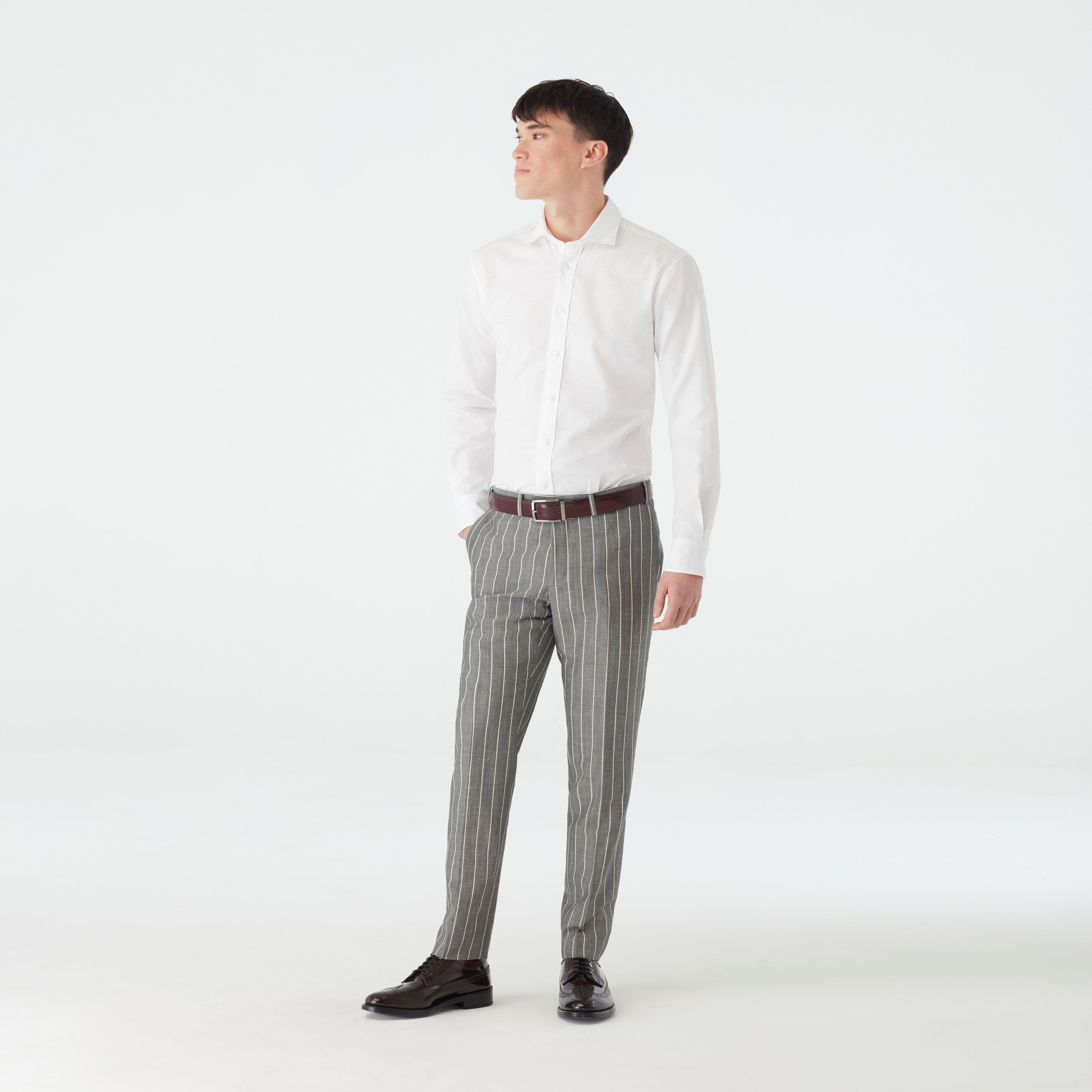 grey striped dress pants Custom Made For You - Kingsbury Wide Stripe Gray Pants pinstripe pants