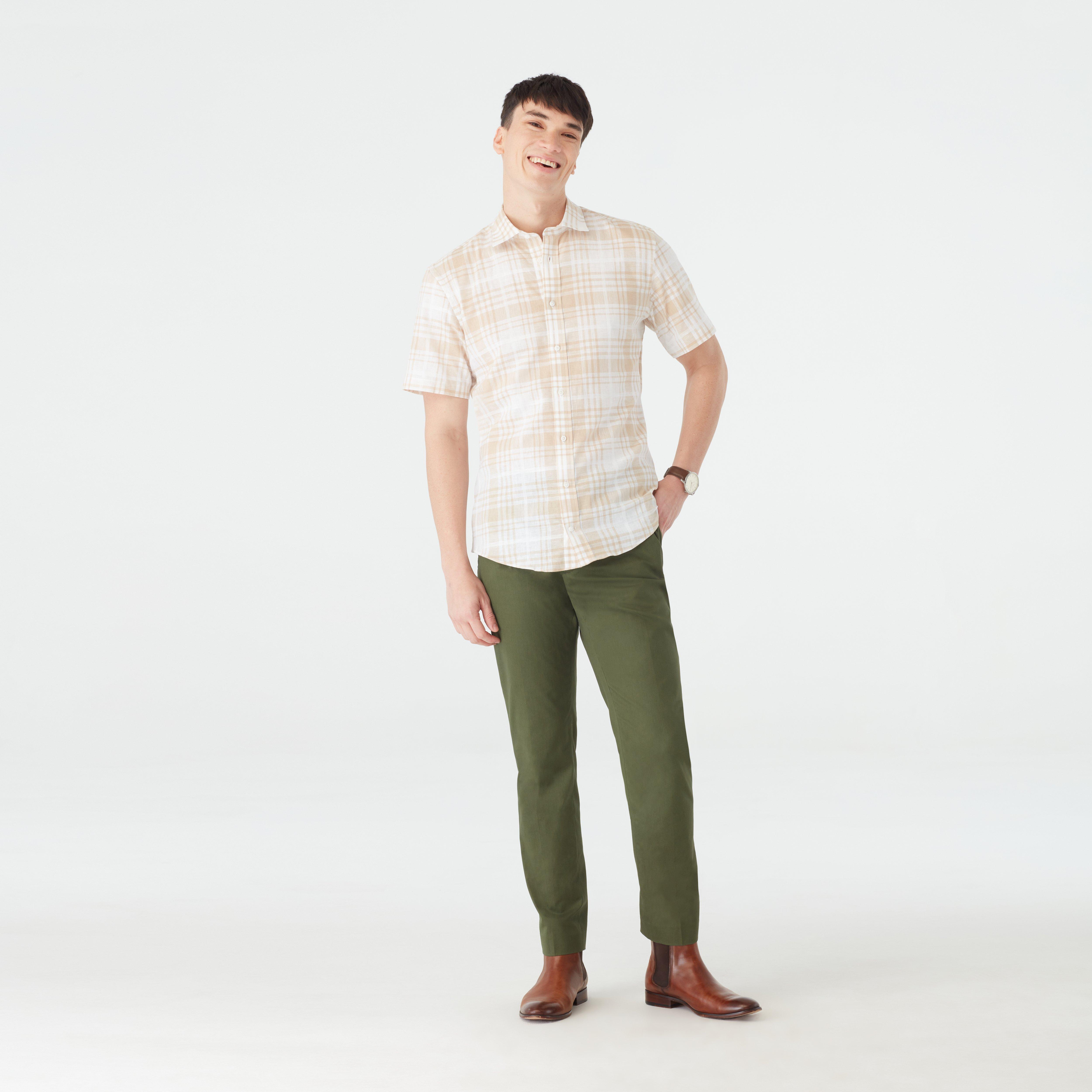 Men’s Casual Shirts - Kirkley Plaid Tan Casual Shirt | INDOCHINO