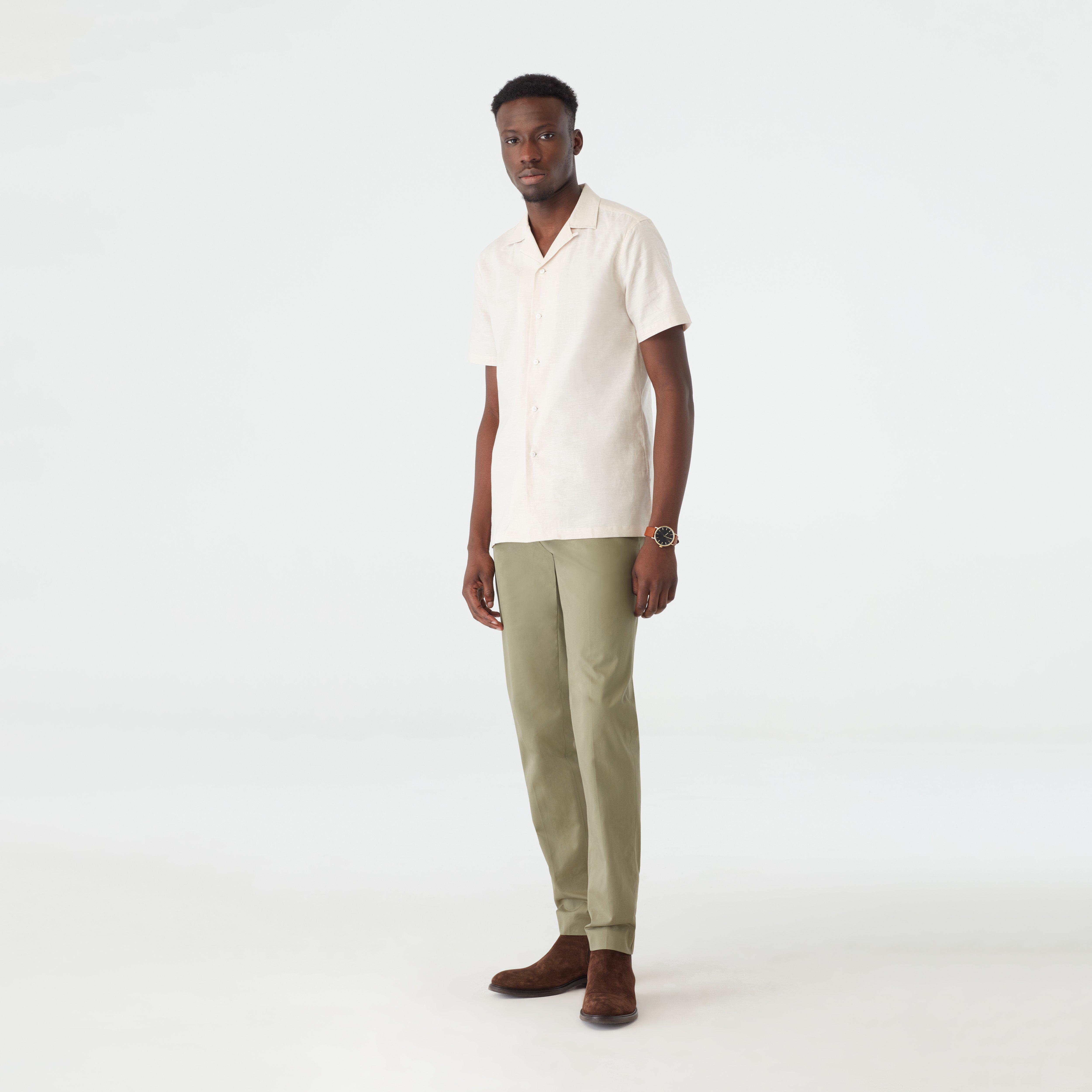 Men's Camp Shirts Sudbury Cotton Linen Tan Camp Shirt INDOCHINO - Main Image