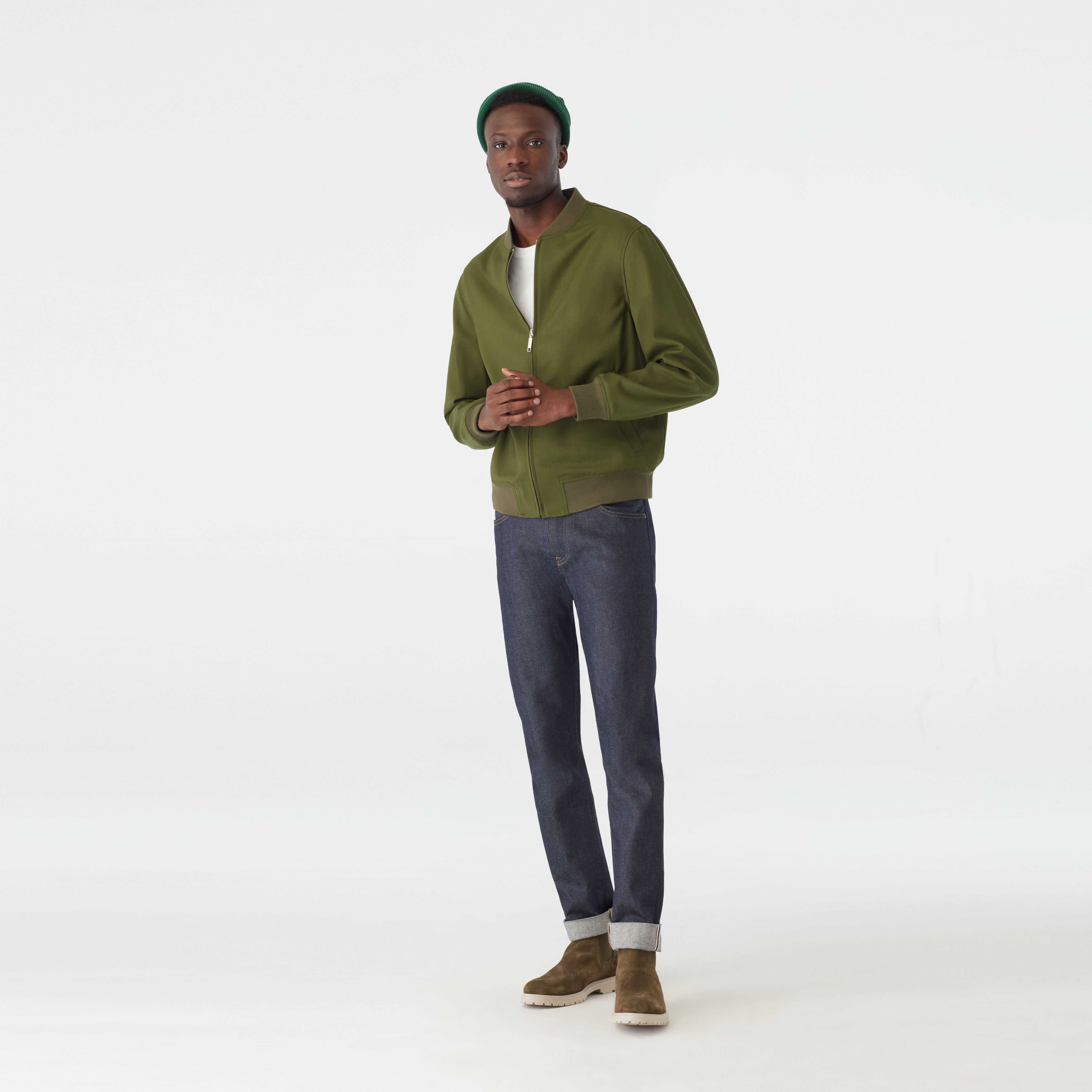 Howell Wool Stretch Olive Bomber Jacket