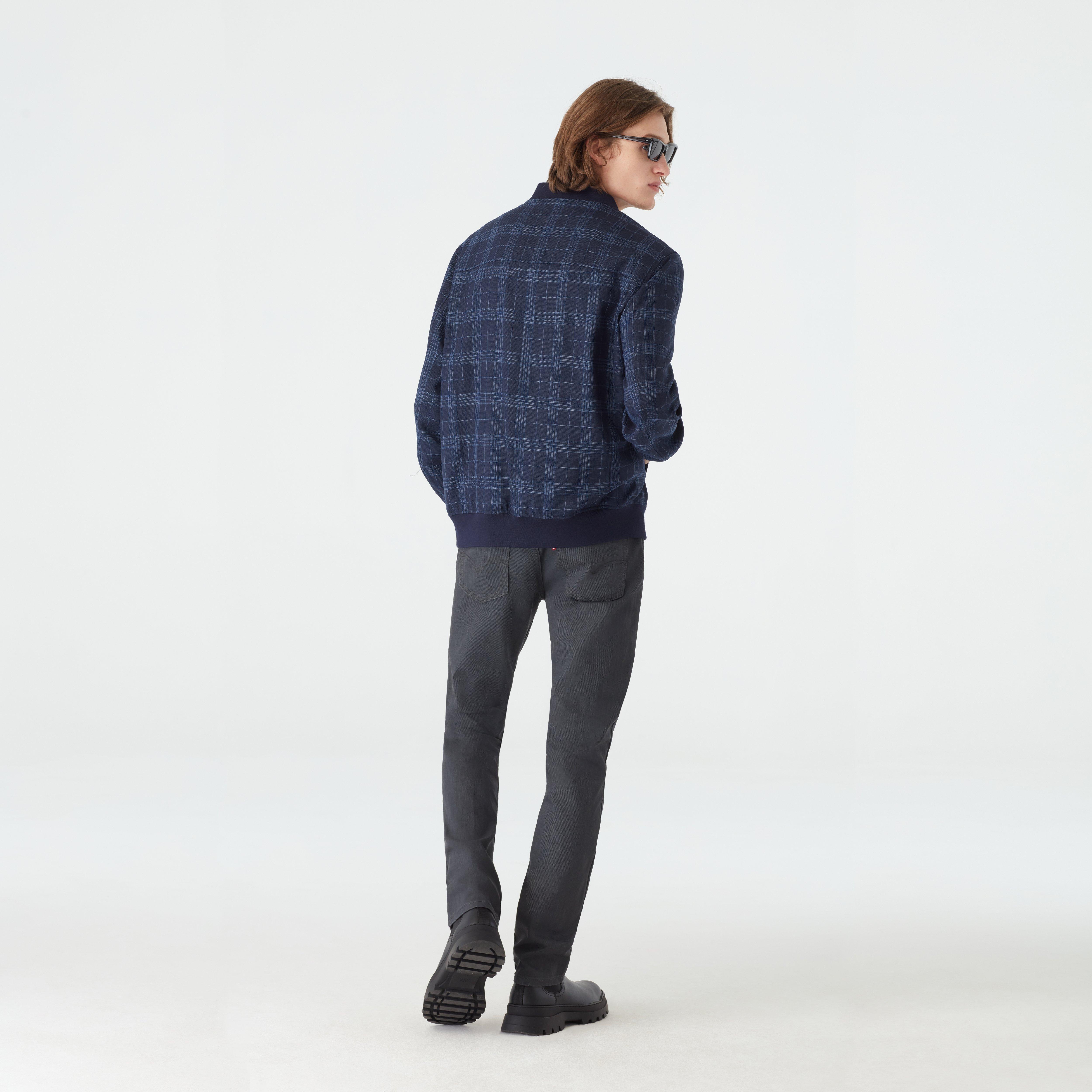 Kingscourt Basketweave Plaid Navy Bomber Jacket