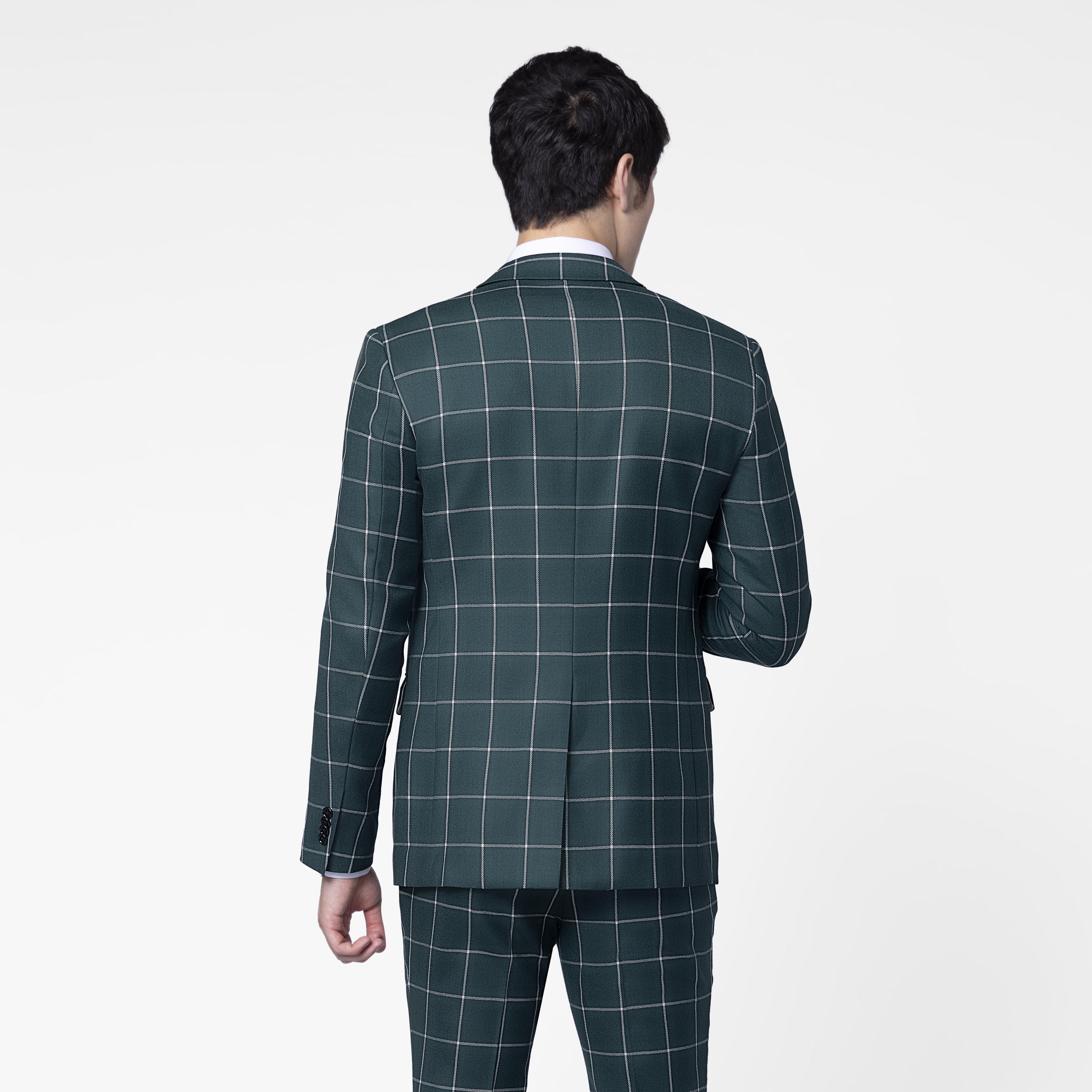 Durham Windowpane Hunter Green Suit