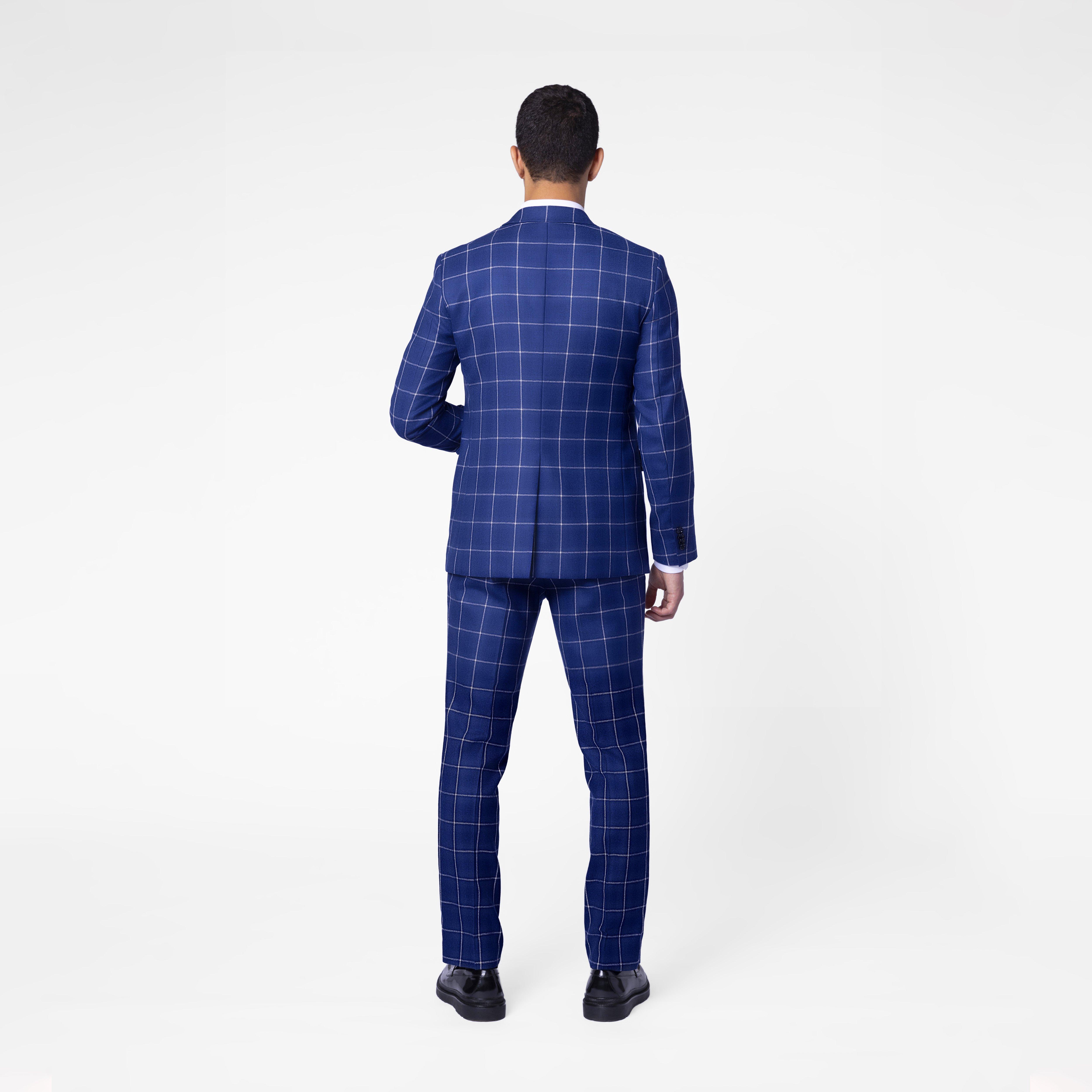 Custom Suits Made For You - Durham Windowpane Navy Suit | INDOCHINO