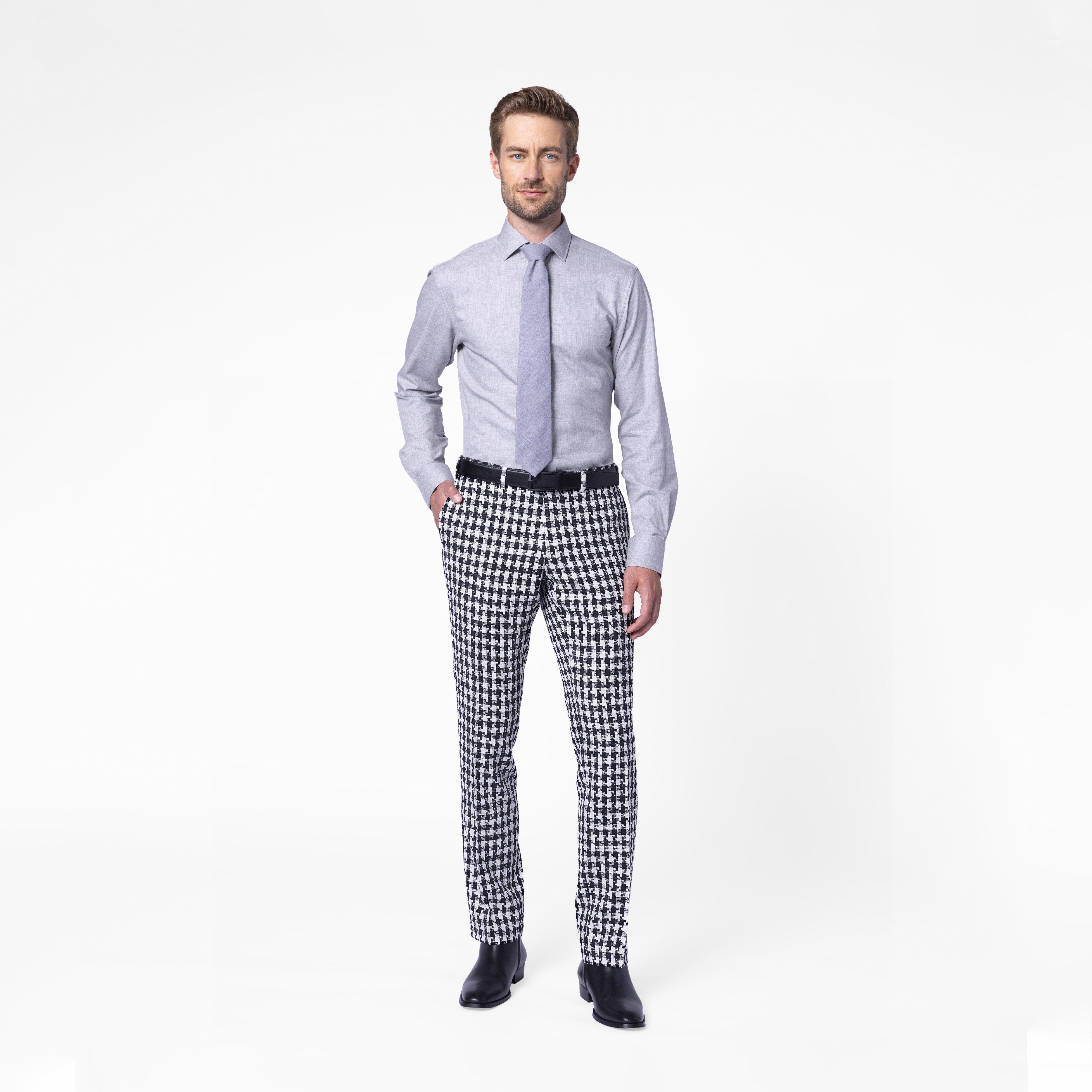 Custom Pants Made For You - Glaston Houndstooth Black and White