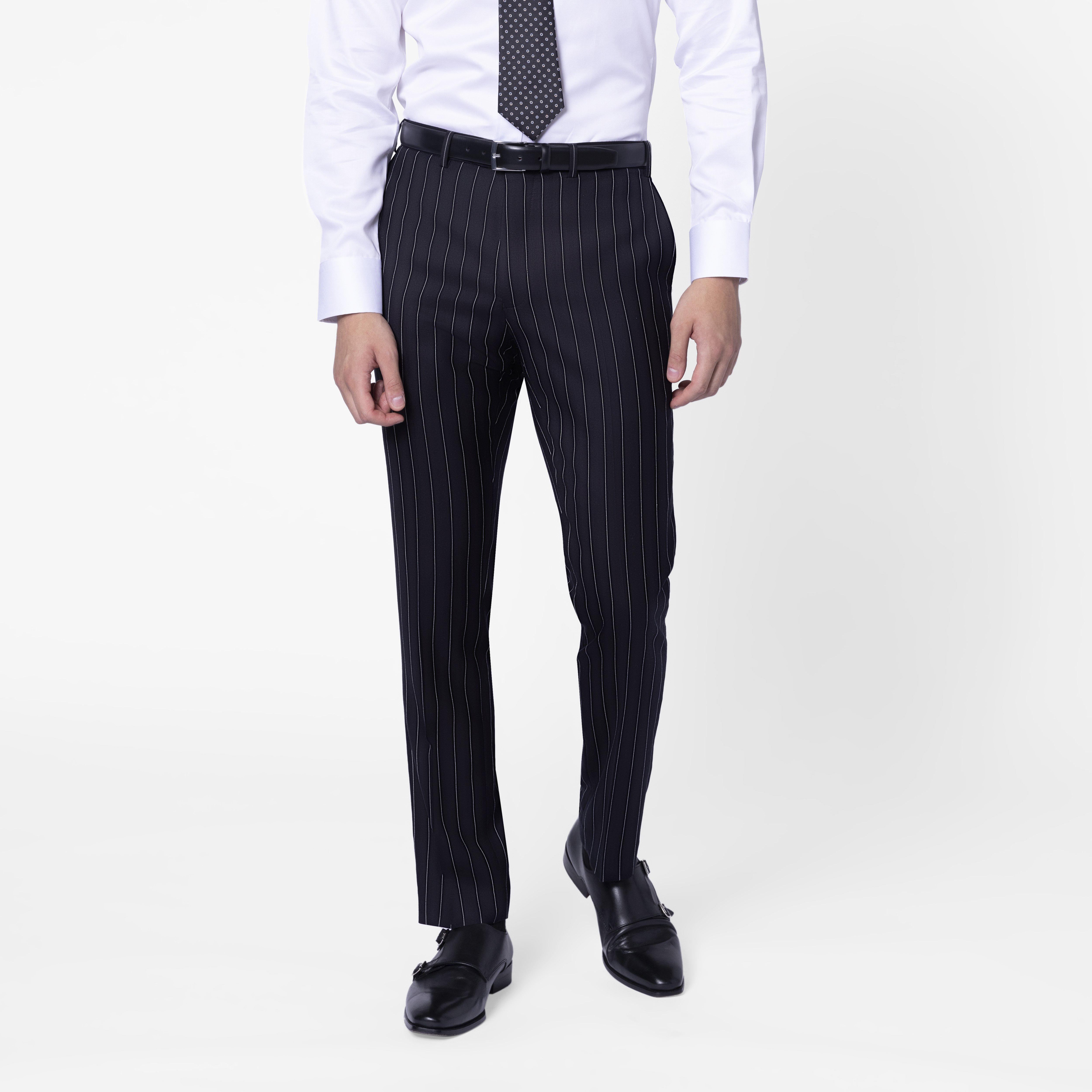 Harrogate Chalk Stripe Black Pants