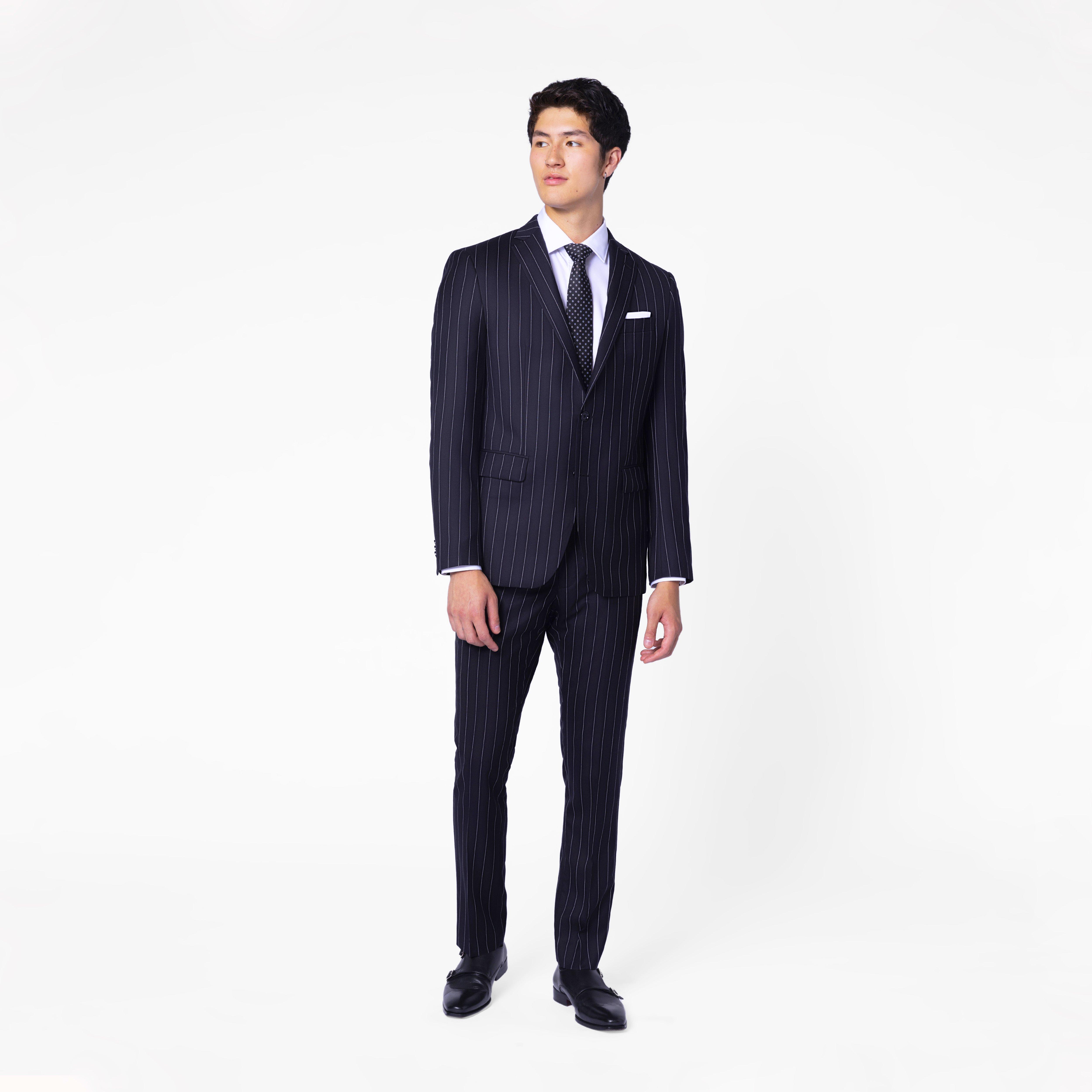 Harrogate Chalk Stripe Black Suit
