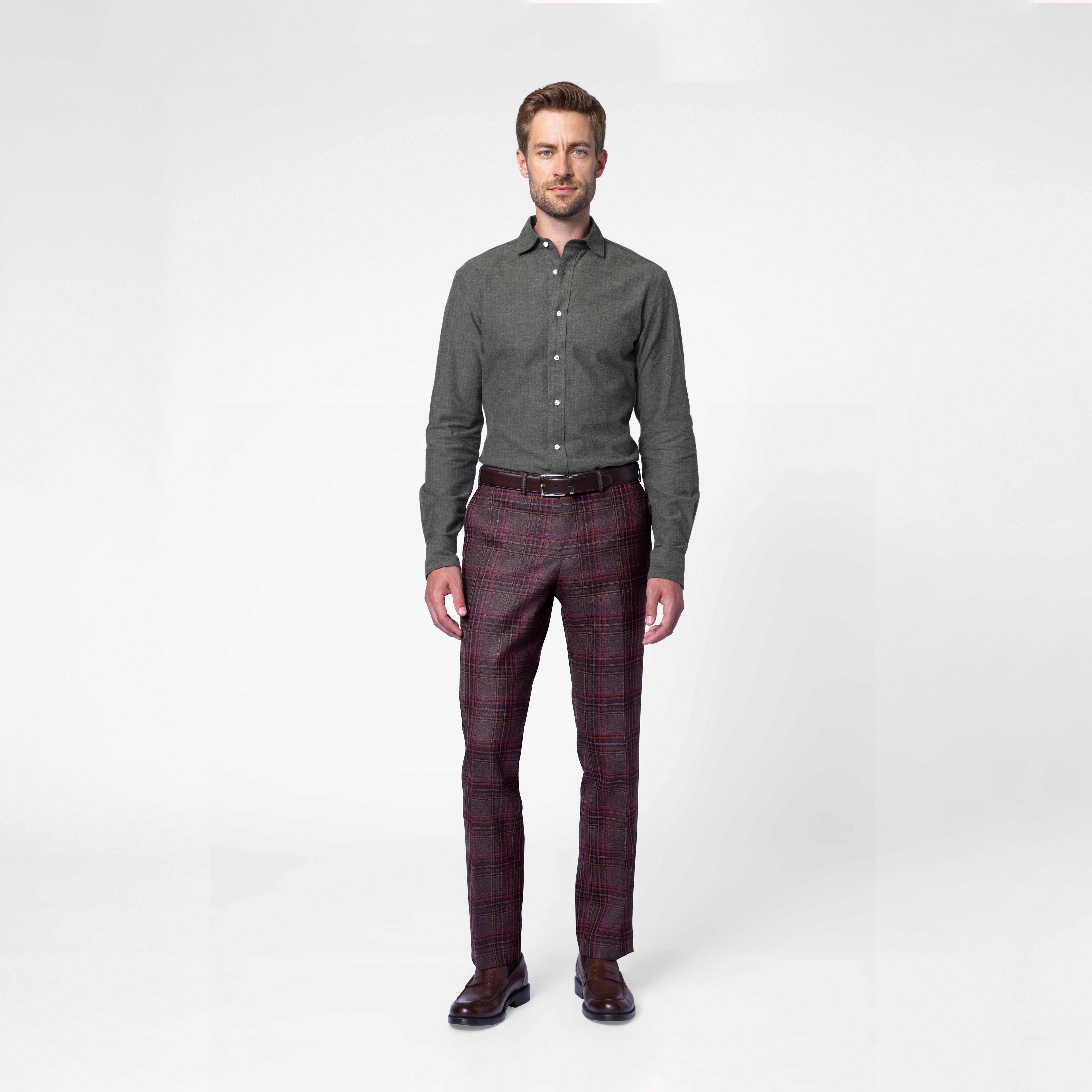 Custom Pants Made For You - Jedburgh Glen Check Brown Pants | INDOCHINO