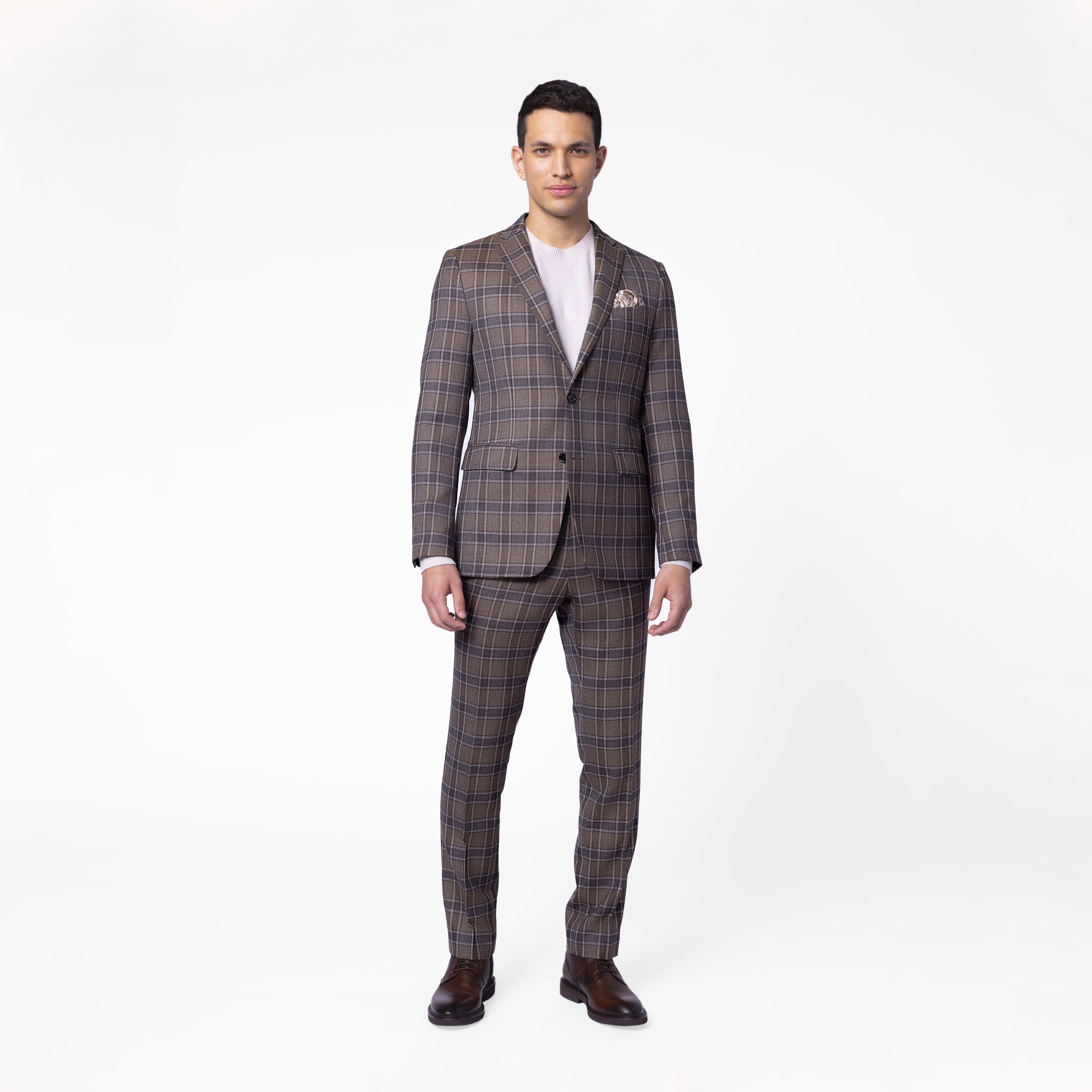 Custom Suits Made For You - Jedburgh Plaid Brown Suit