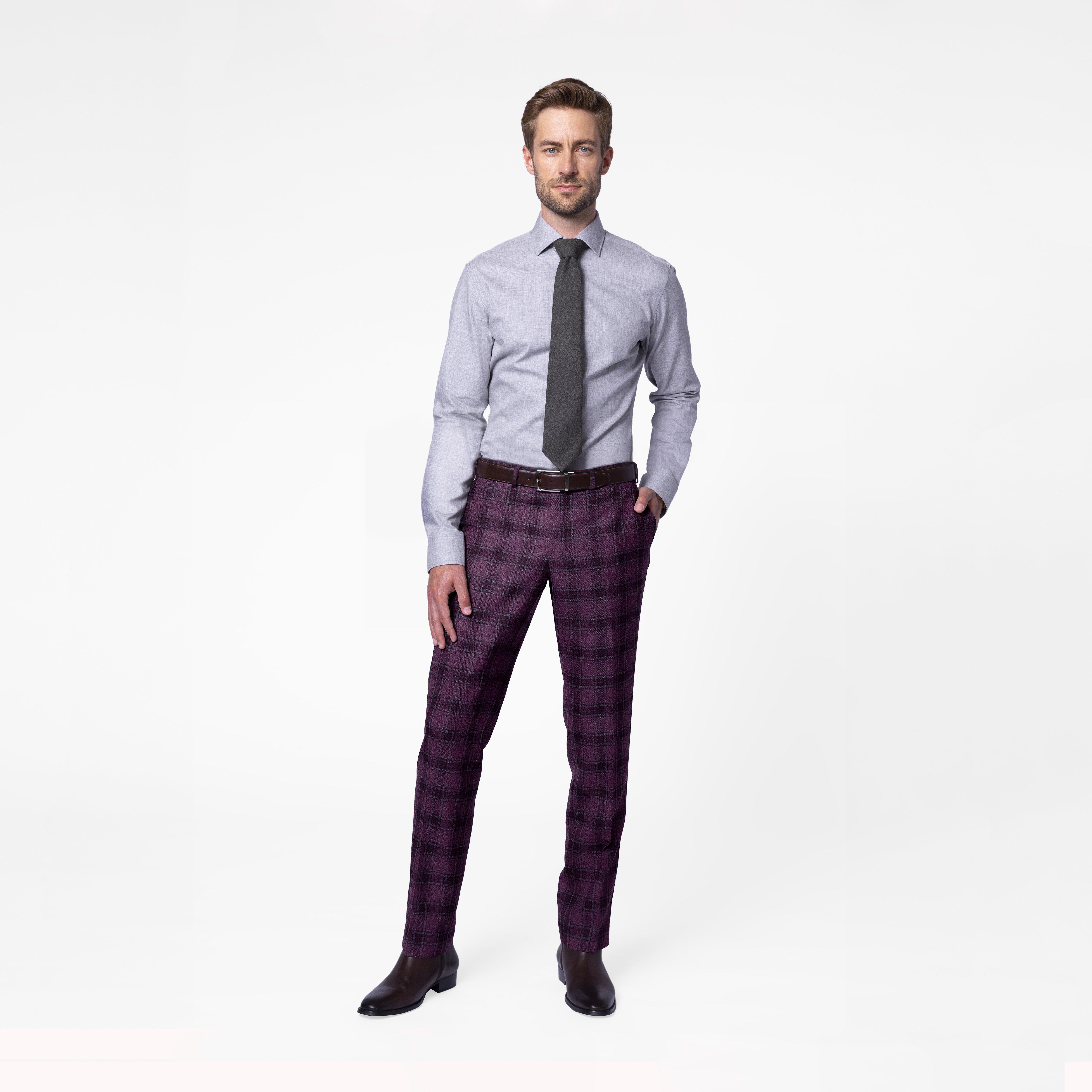 Mens purple tartan on sale trousers