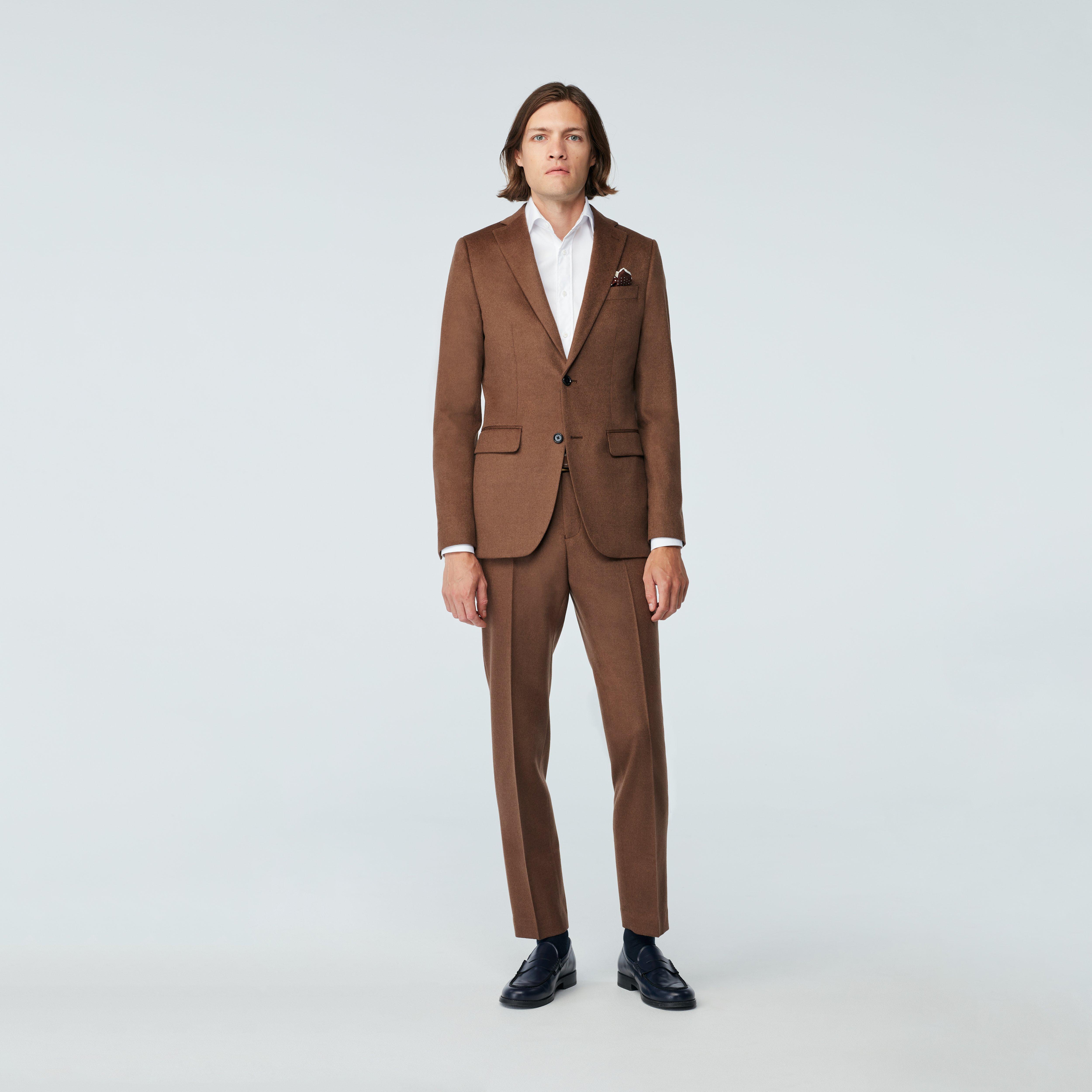 brown solid design suit